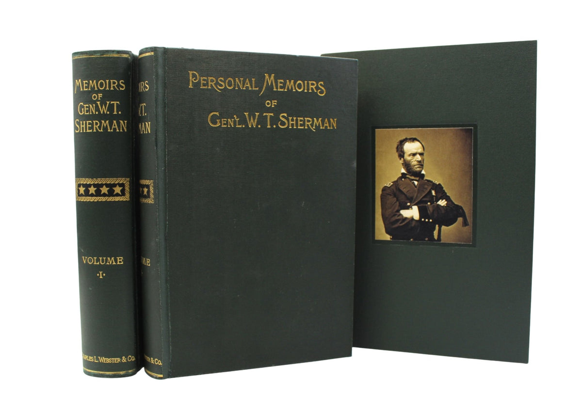 Memoirs of Gen. W.T. Sherman, Written by Himself, Fourth Edition in Shoulder Strap Binding, Two Volume Set, 1892 - The Great Republic