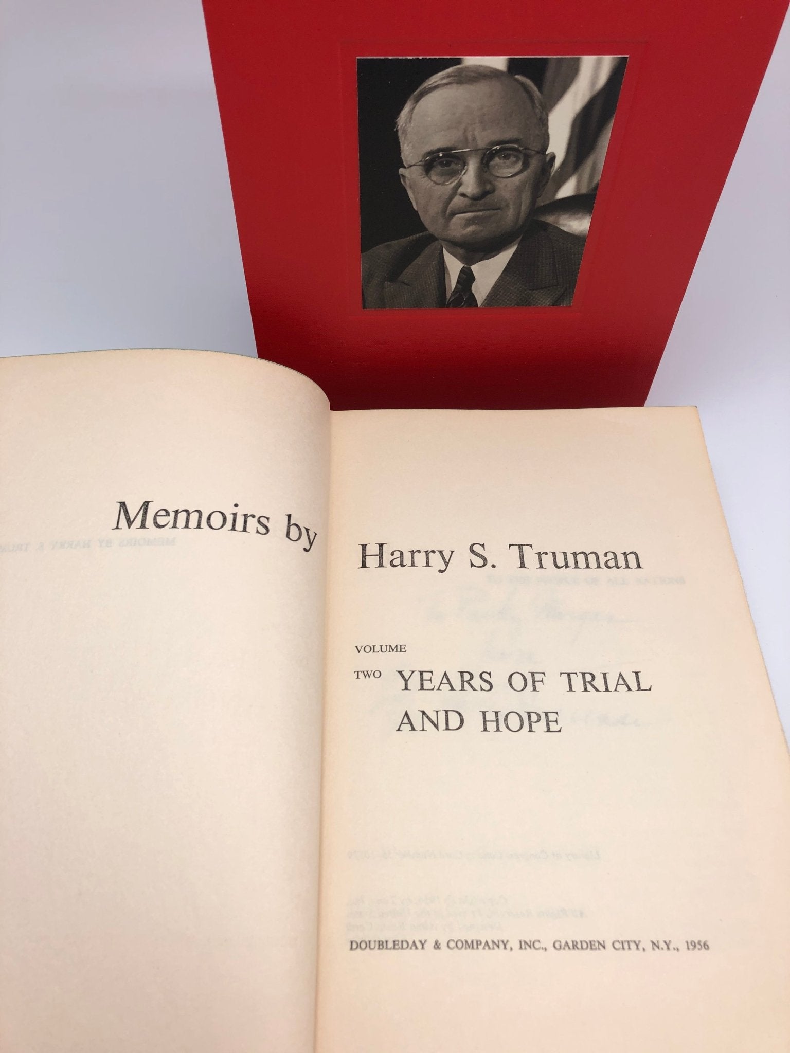 Memoirs: Year of Decisions and Years of Trial and Hope, Signed and Inscribed by Harry S. Truman, 1955 - 56 - The Great Republic