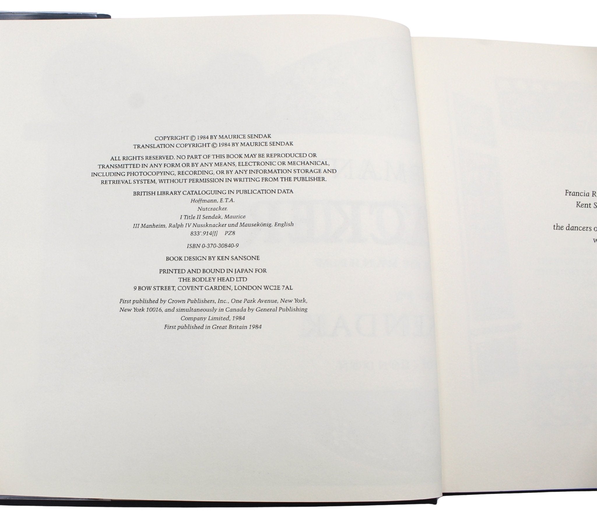 Nutcracker by E. T. A. Hoffmann, Illustrated and Signed by Maurice Sendak, First UK Edition, in Original Dust jacket and boards, 1984 - The Great Republic