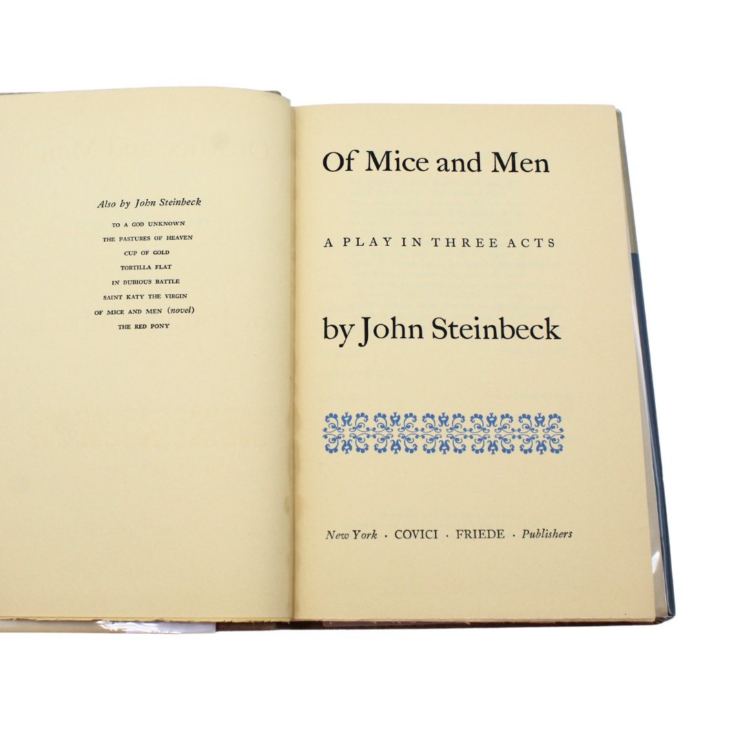 Of Mice and Men: A Play in Three Acts by John Steinbeck, First Edition, in Original Dust Jacket, 1937 - The Great Republic