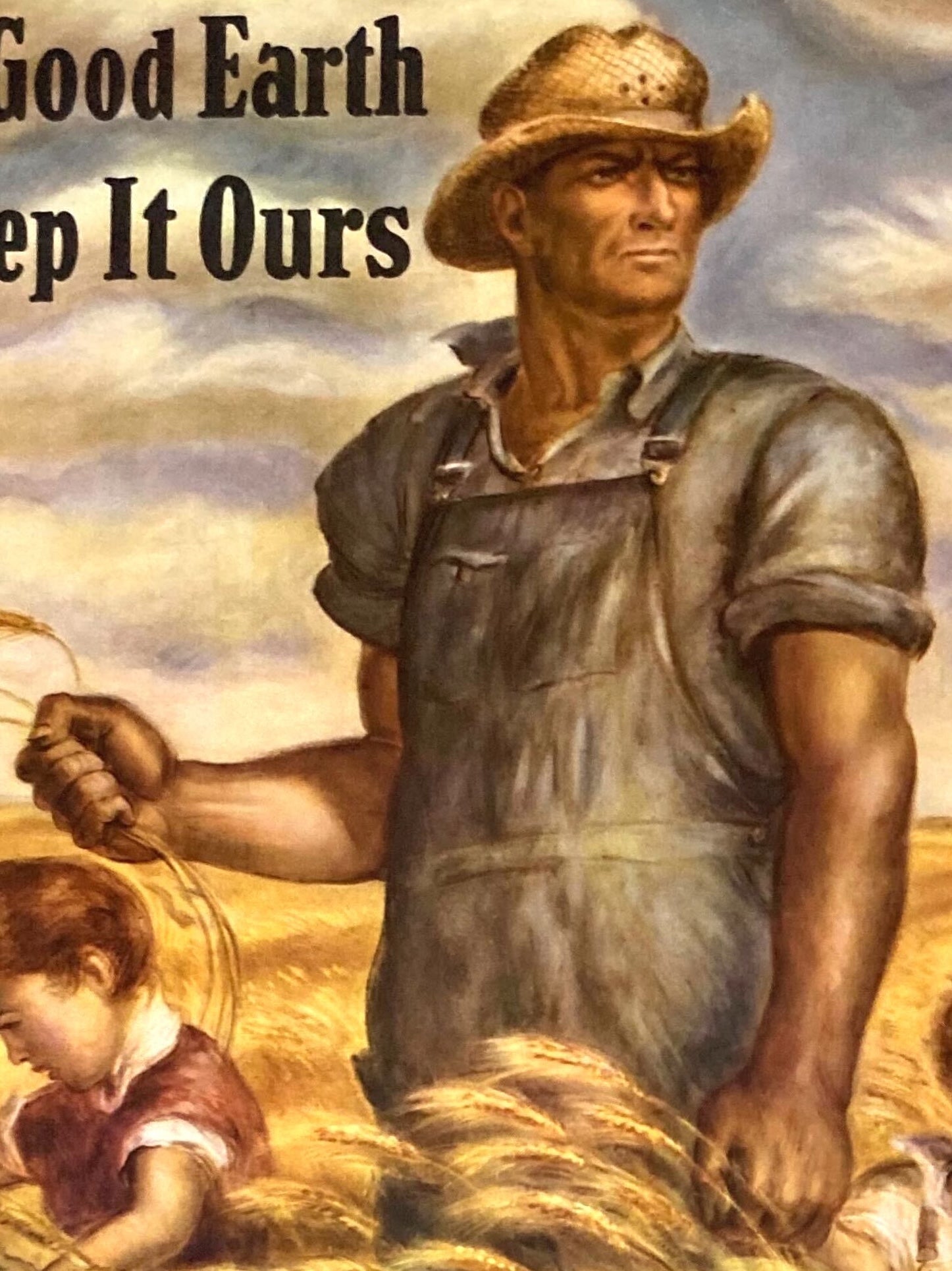 "Our Good Earth... Keep it Ours" Vintage WWII War Bonds Poster by John Steuart Curry, 1943 - The Great Republic