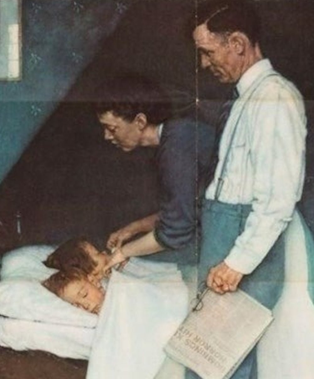 "Ours... To Fight For. Freedom from Fear" Vintage WWII Poster by Norman Rockwell, 1943 - The Great Republic