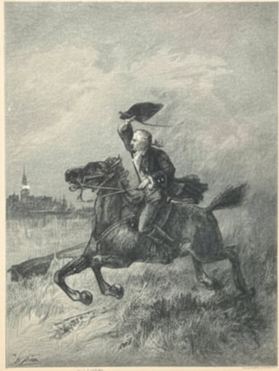 Paul Revere Midnight Ride Etching by H. Faber, Published by H. L. Everett, circa 1890 - The Great Republic