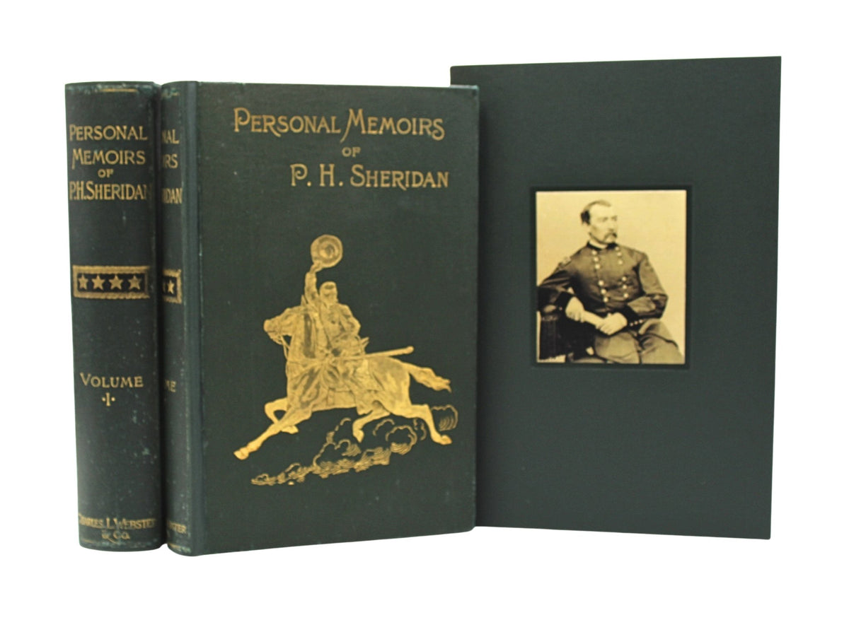 Personal Memoirs of P.H. Sheridan, First Edition, in Shoulder Strap Binding, Two-Volume Set, 1888 - The Great Republic