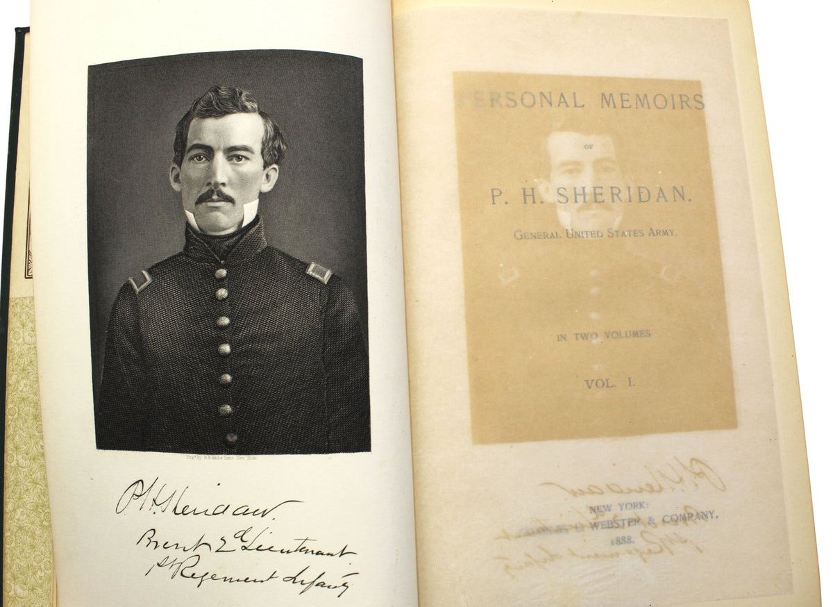 Personal Memoirs of P.H. Sheridan, First Edition, in Shoulder Strap Binding, Two-Volume Set, 1888 - The Great Republic