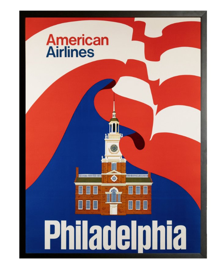 "Philadelphia" Vintage American Airlines Travel Poster, circa 1960s - The Great Republic