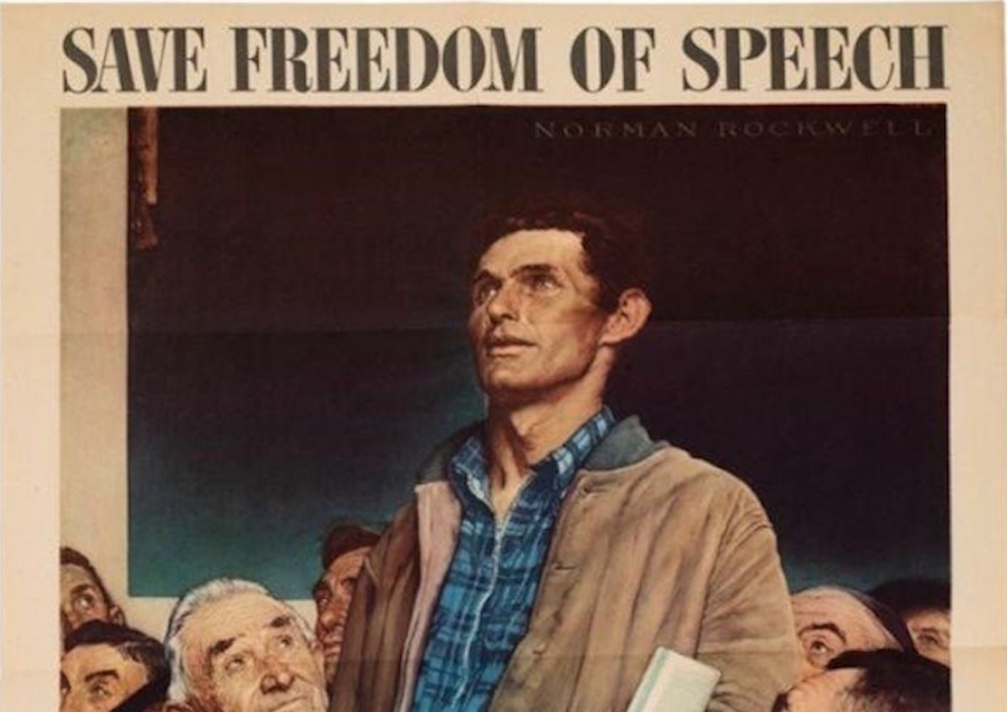 "Save Freedom of Speech. Buy War Bonds" Vintage WWII Poster by Norman Rockwell, 1943 - The Great Republic