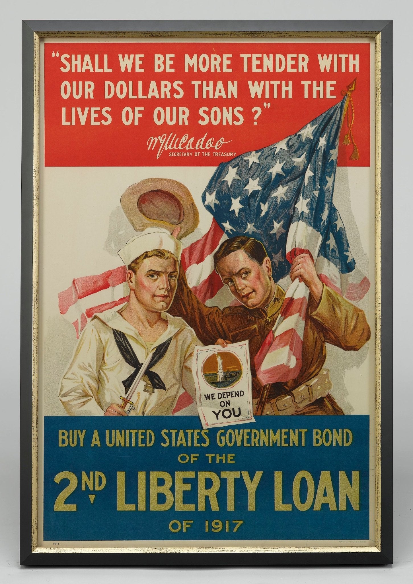 "Shall We Be More Tender With Our Dollar" Vintage WWI 2nd Liberty Loan Poster, 1917 - The Great Republic
