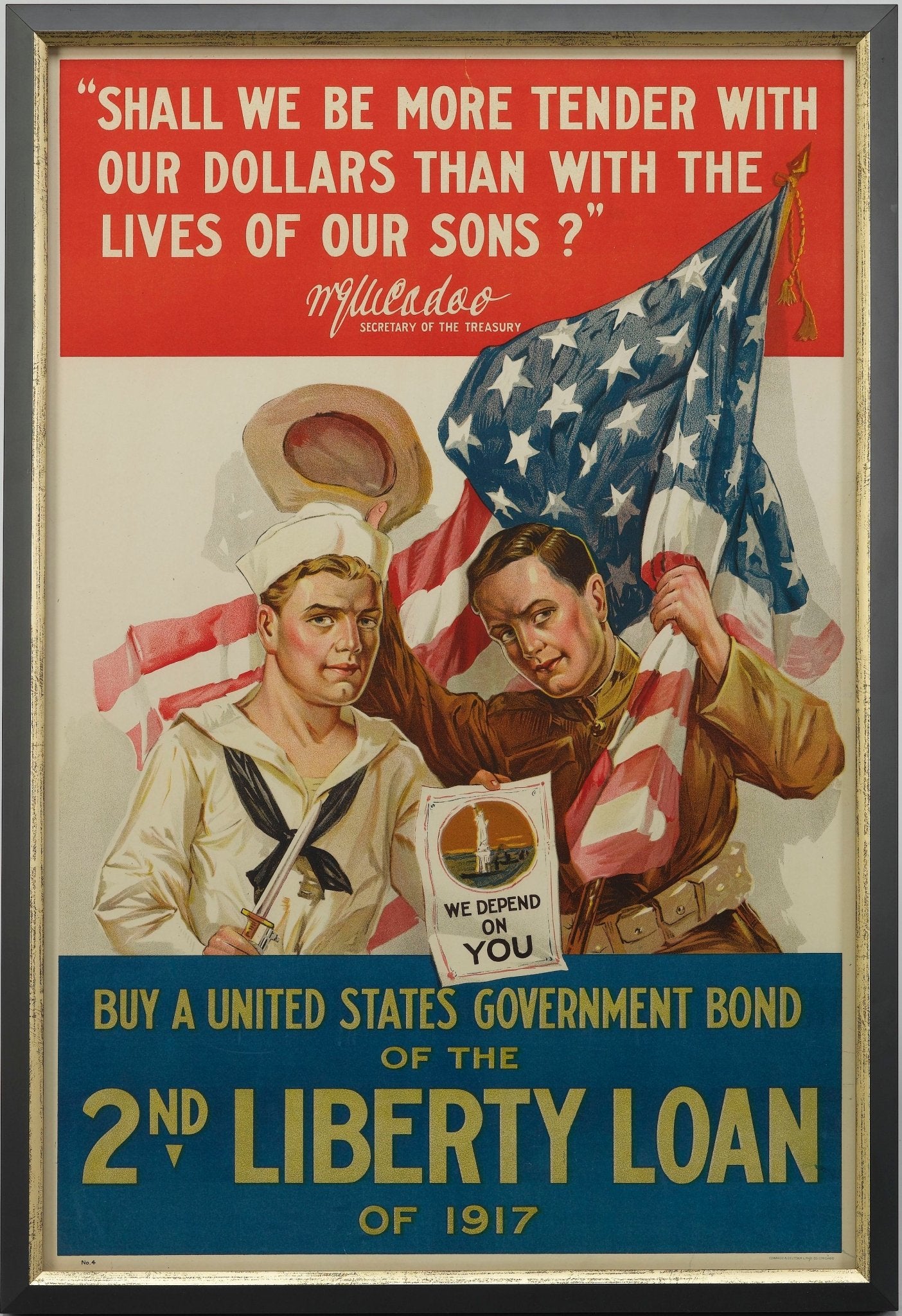 "Shall We Be More Tender With Our Dollar" Vintage WWI 2nd Liberty Loan Poster, 1917 - The Great Republic
