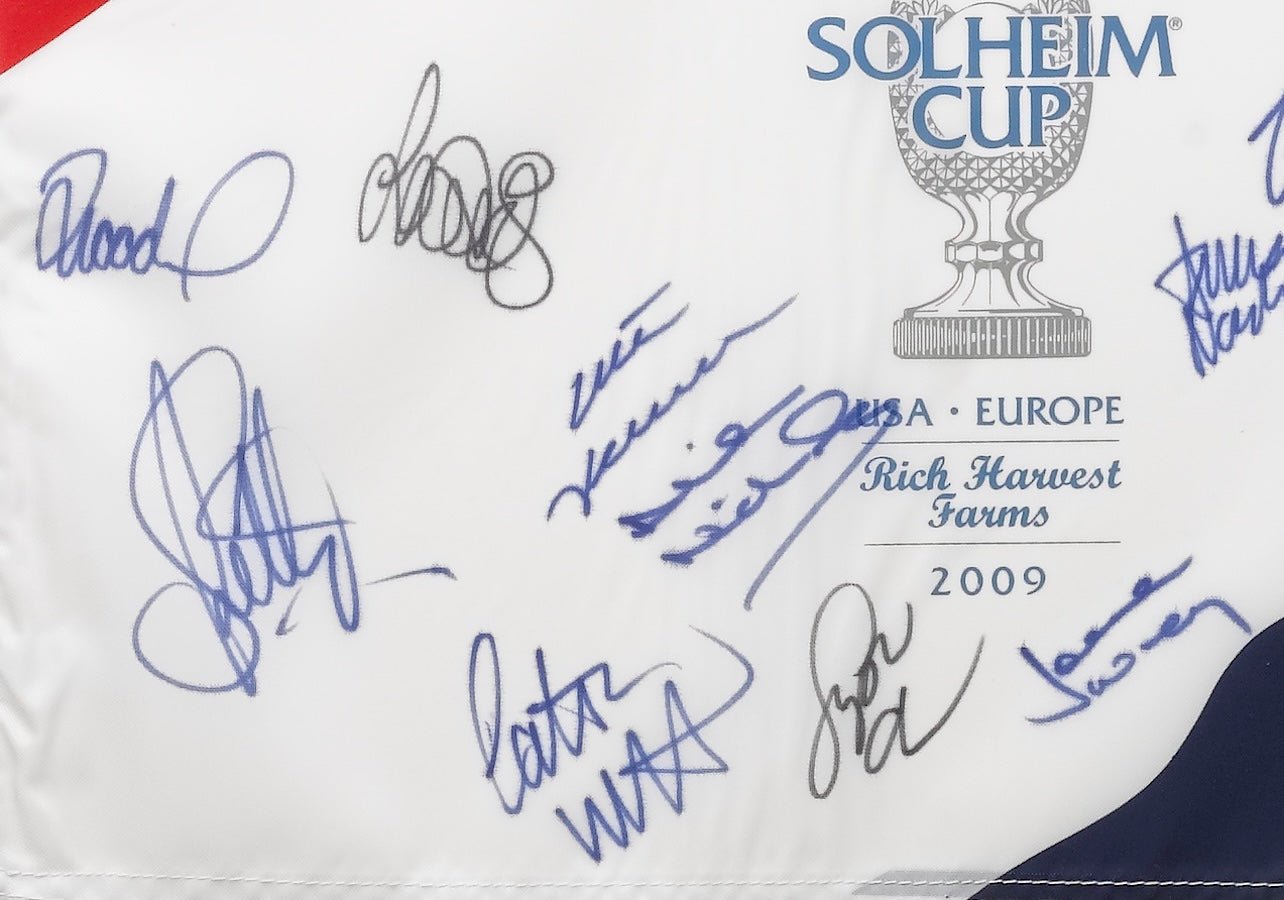 Solheim Cup Matches U.S. & European Team Signed Photo & Flag, USA 16 vs. EUROPE 12, Circa 2009 - The Great Republic