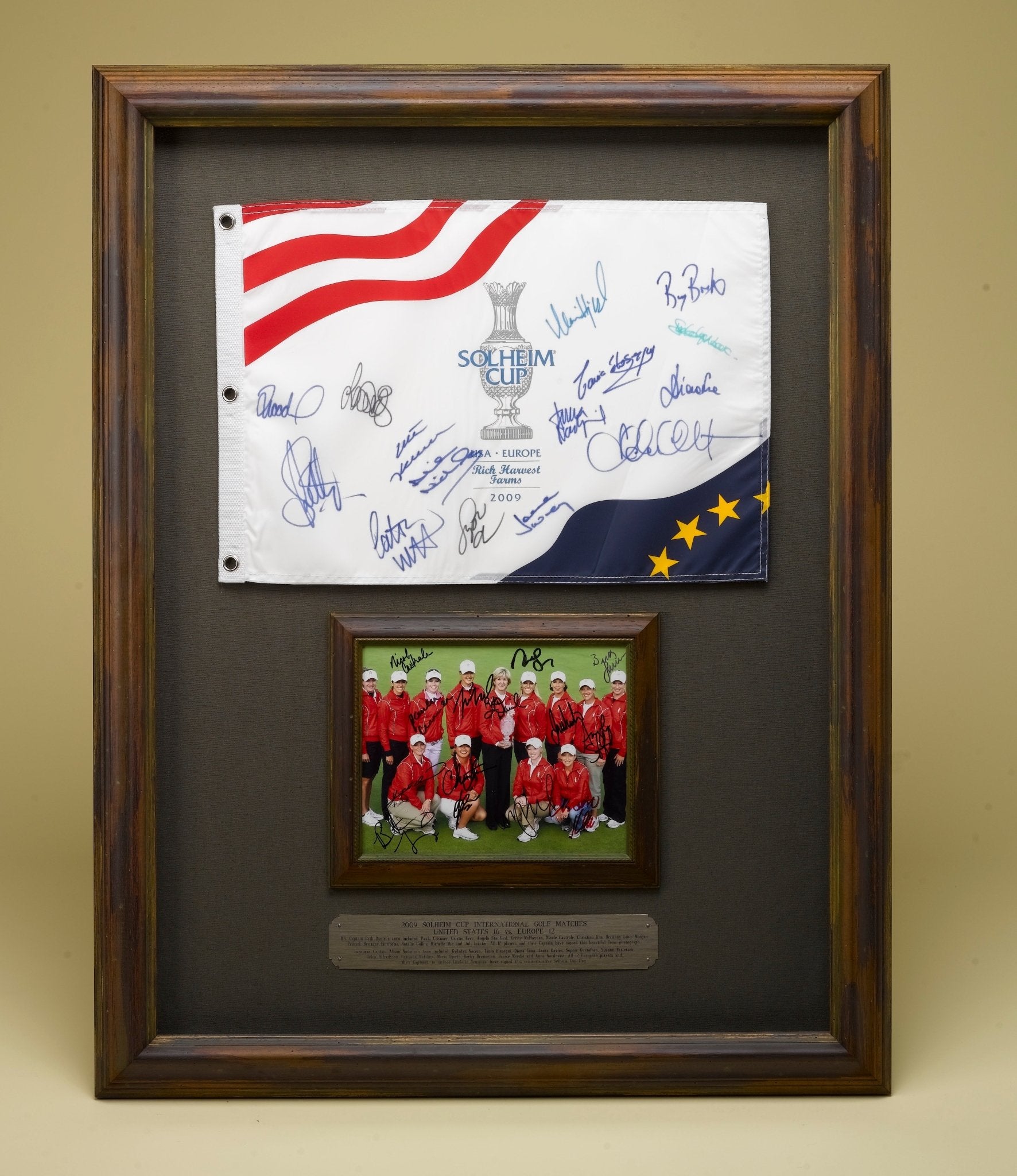 Solheim Cup Matches U.S. & European Team Signed Photo & Flag, USA 16 vs. EUROPE 12, Circa 2009 - The Great Republic