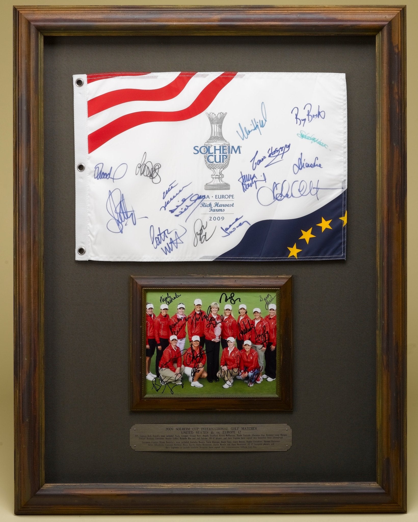 Solheim Cup Matches U.S. & European Team Signed Photo & Flag, USA 16 vs. EUROPE 12, Circa 2009 - The Great Republic