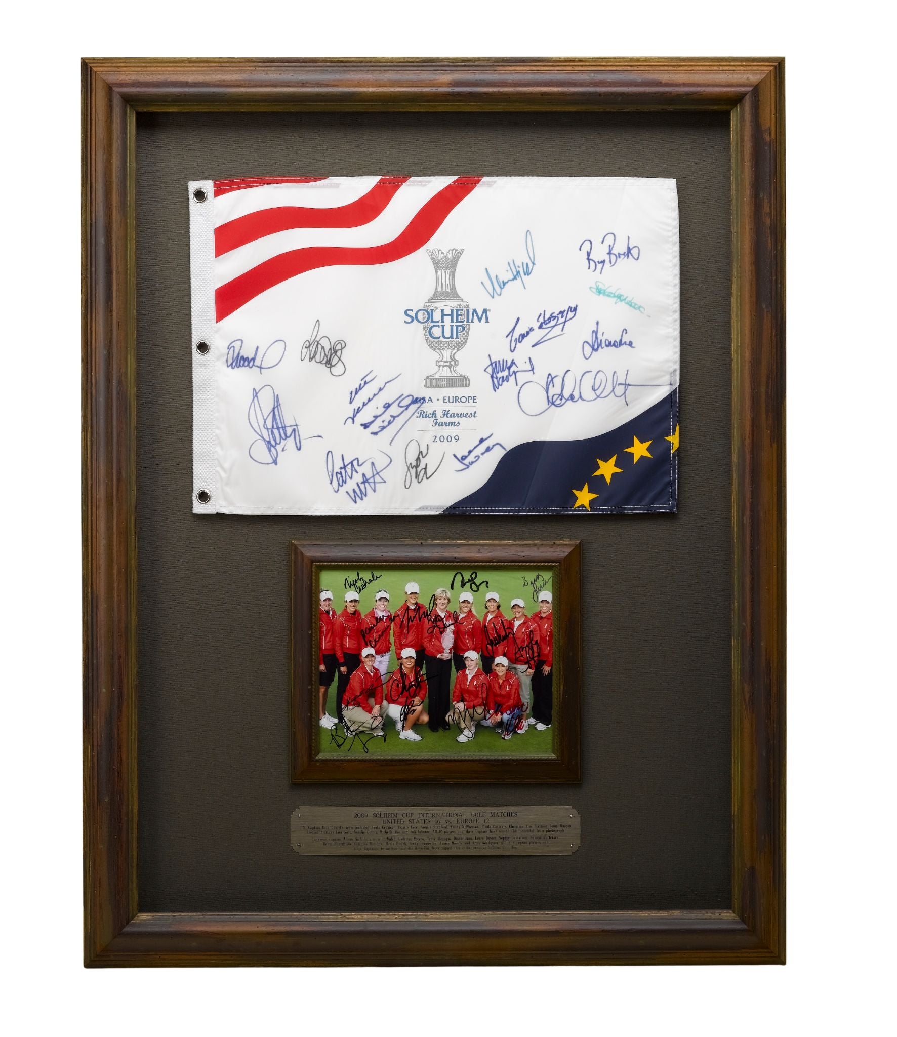 Solheim Cup Matches U.S. & European Team Signed Photo & Flag, USA 16 vs. EUROPE 12, Circa 2009 - The Great Republic