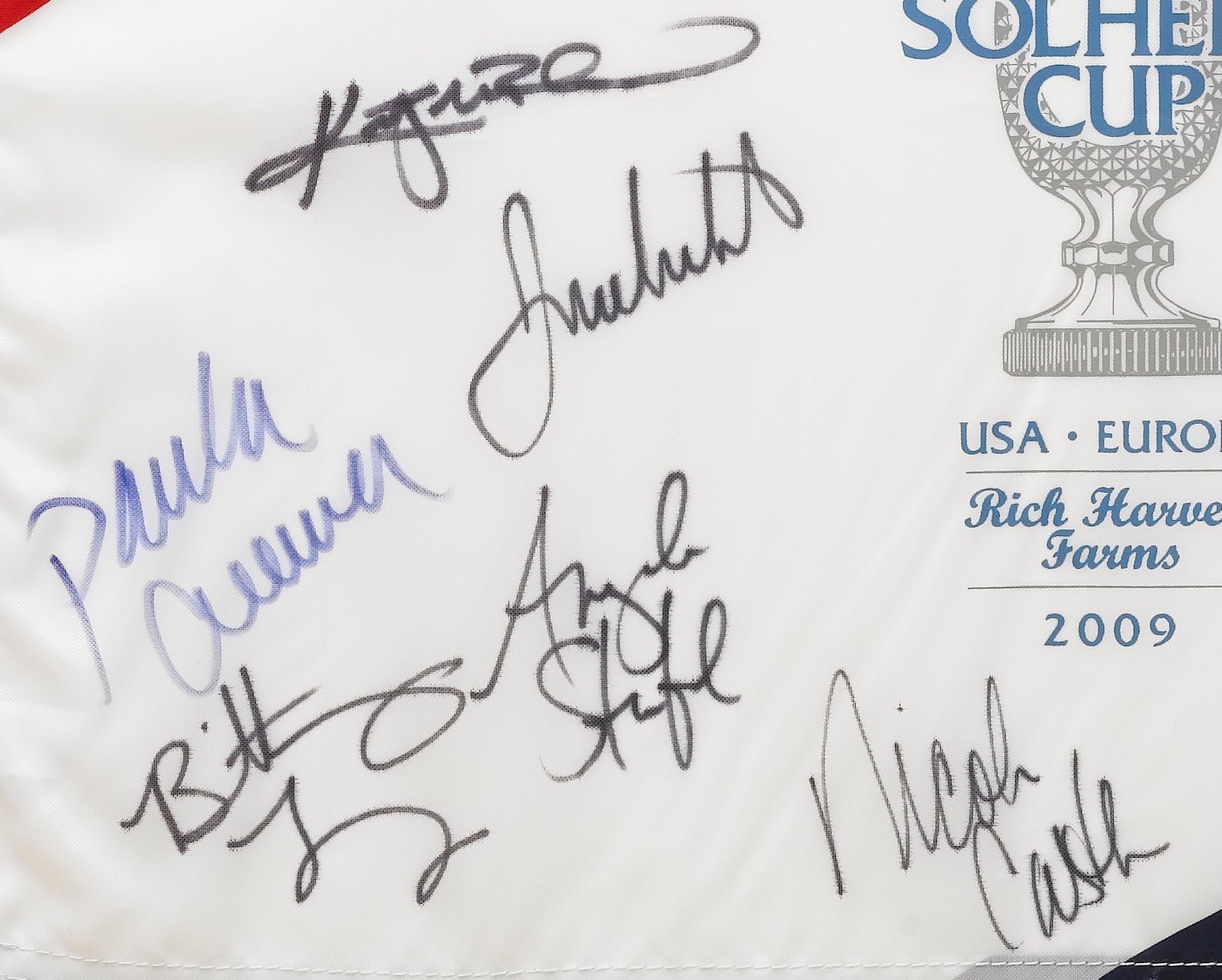 Solheim Cup Matches U.S. Team Signed Pin Flag - USA 16 vs. EUROPE 12, Circa 2009 - The Great Republic