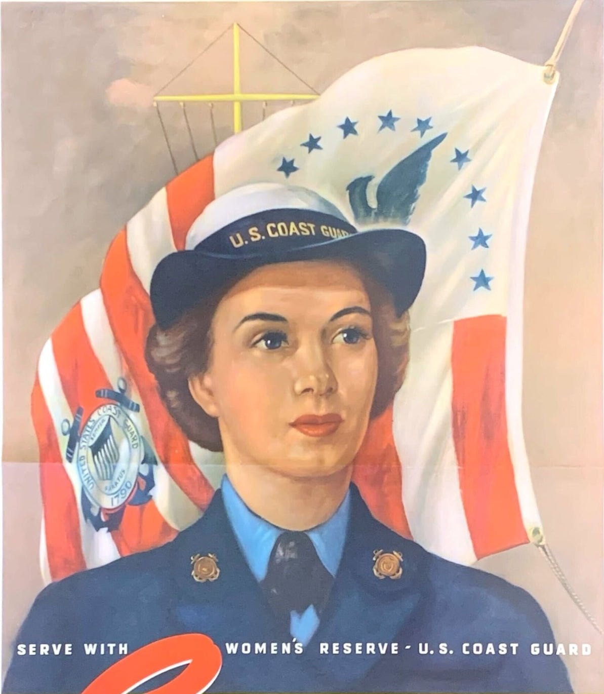 "SPARS. Serve with U.S. Women's Reserve - U. S. Coast Guard" Vintage WWII Coast Guard Recruitment Poster by L. W. Bently - The Great Republic