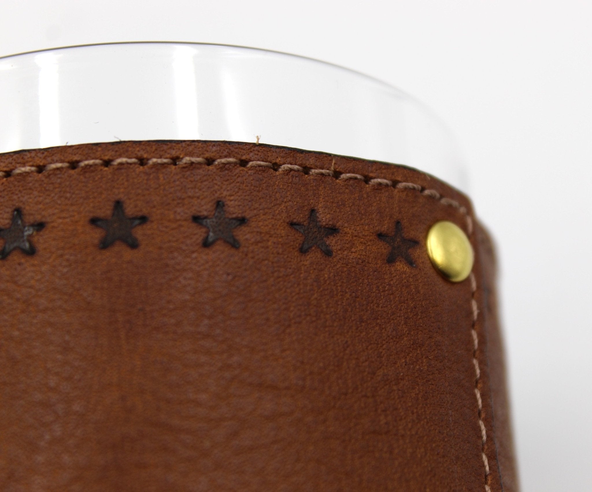 Star Stamped Leather Wrapped Rocks Glasses - The Great Republic