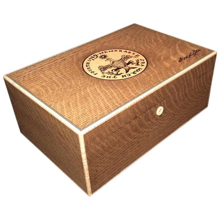 tobacco humidor Handcrafted White Oak Humidor with George Washington's 1789 Inaugural