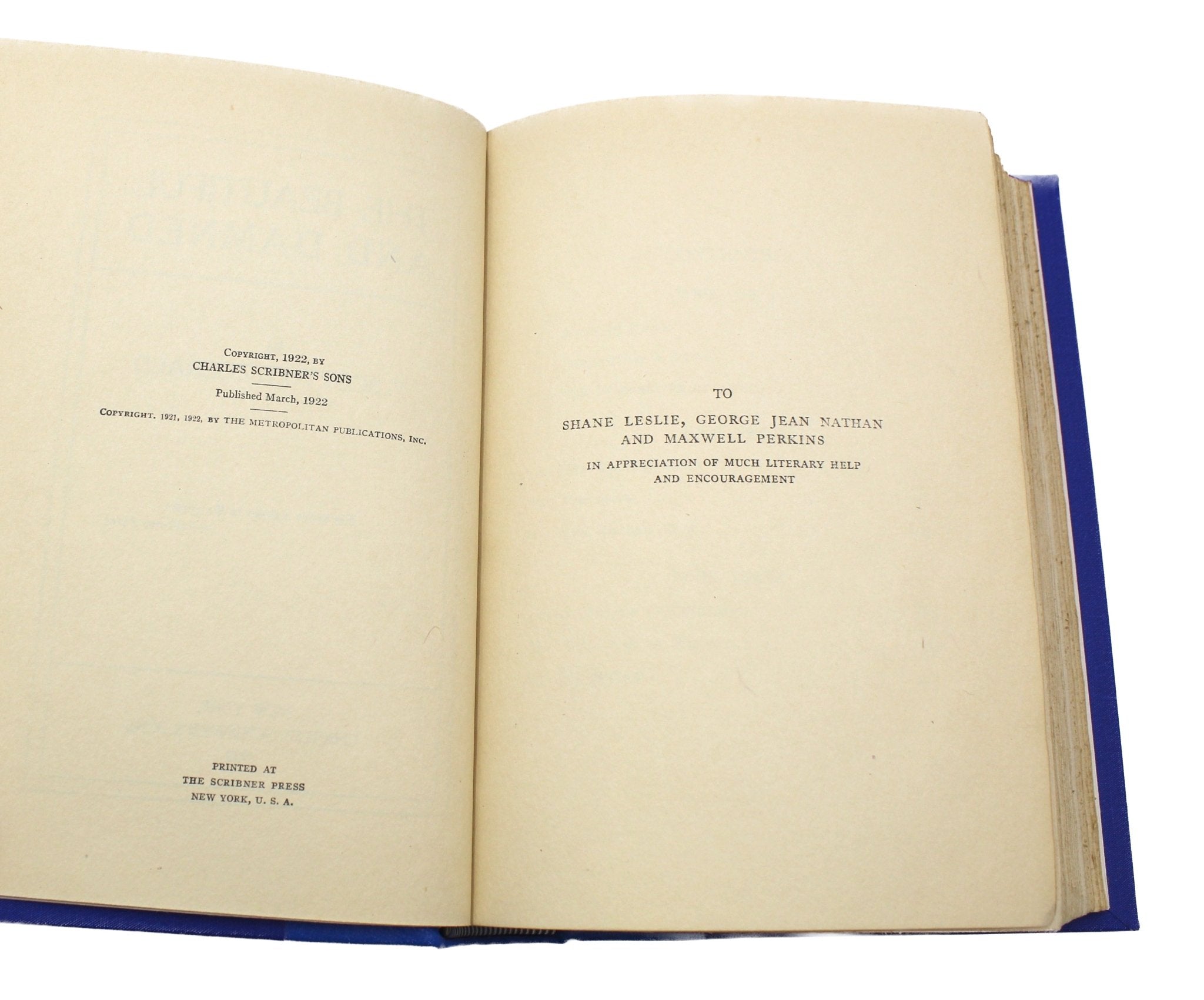 The Beautiful and the Damned by F. Scott Fitzgerald, First Edition, First State, 1922 - The Great Republic