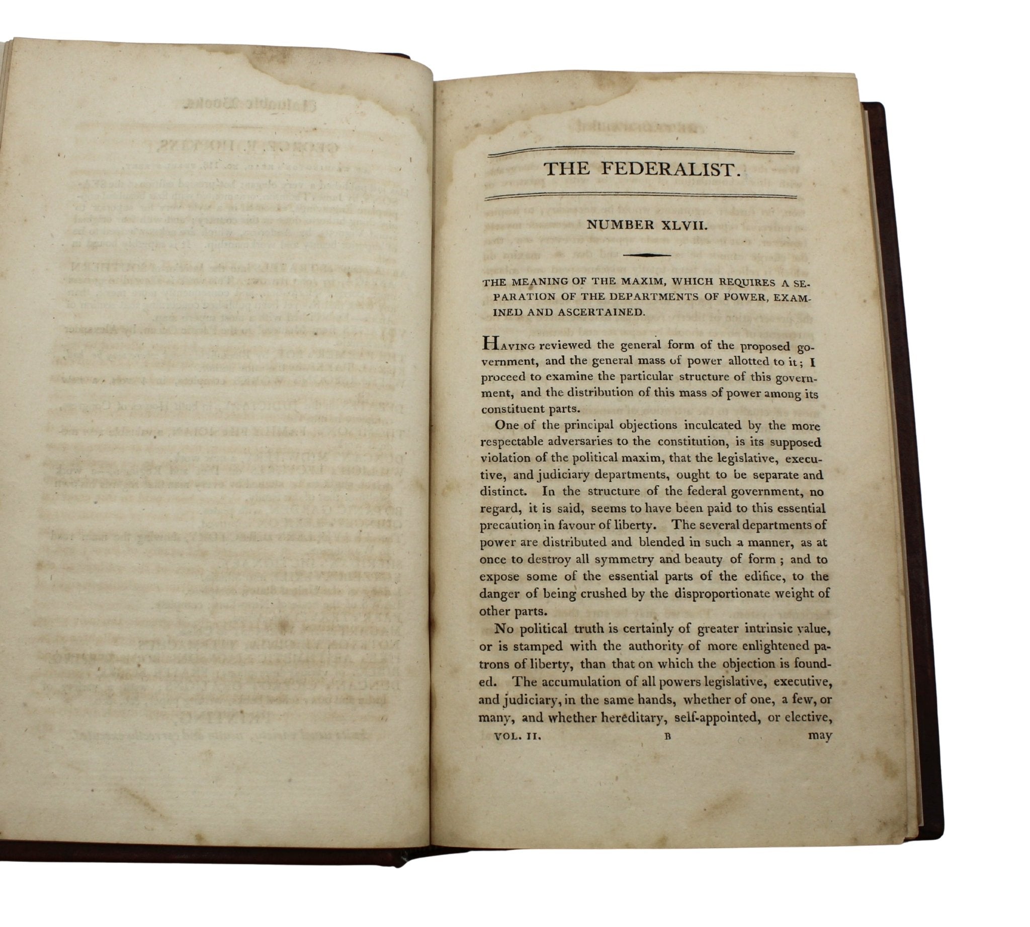 The Federalist, on The New Constitution by Publius, Second Edition, in Two Volumes, 1802 - The Great Republic