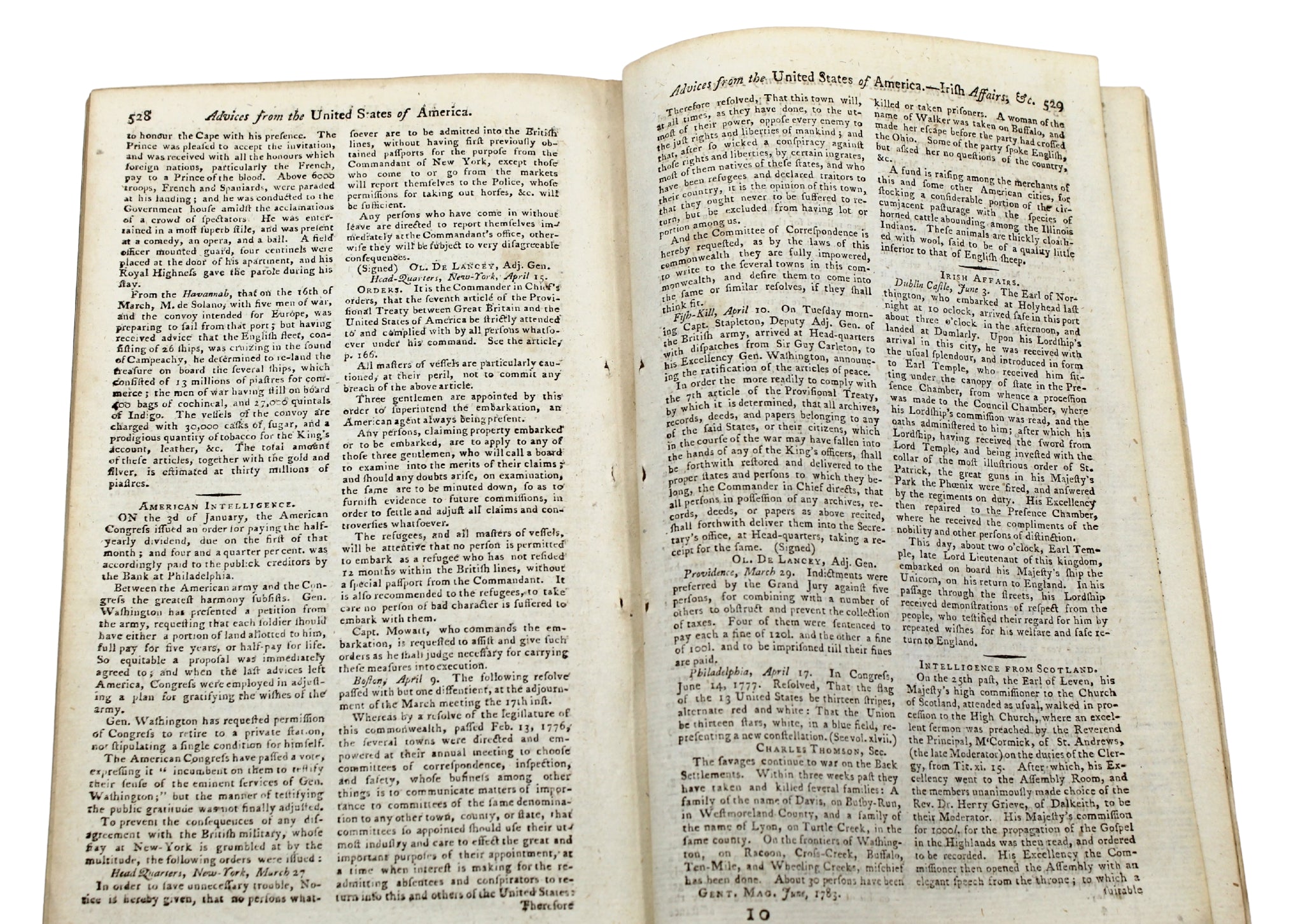 The Gentleman's Magazine, with 1777 Flag Resolution, June 1783 - The Great Republic