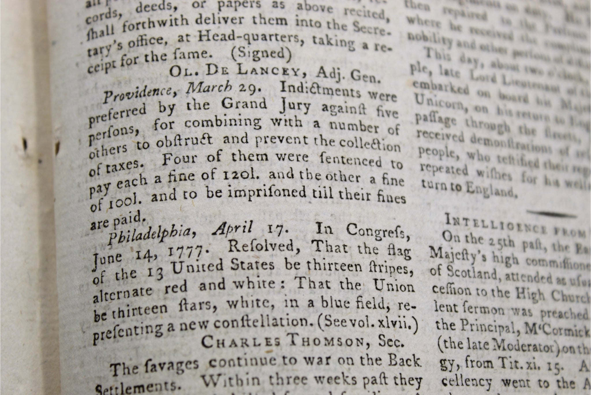 The Gentleman's Magazine, with 1777 Flag Resolution, June 1783 - The Great Republic