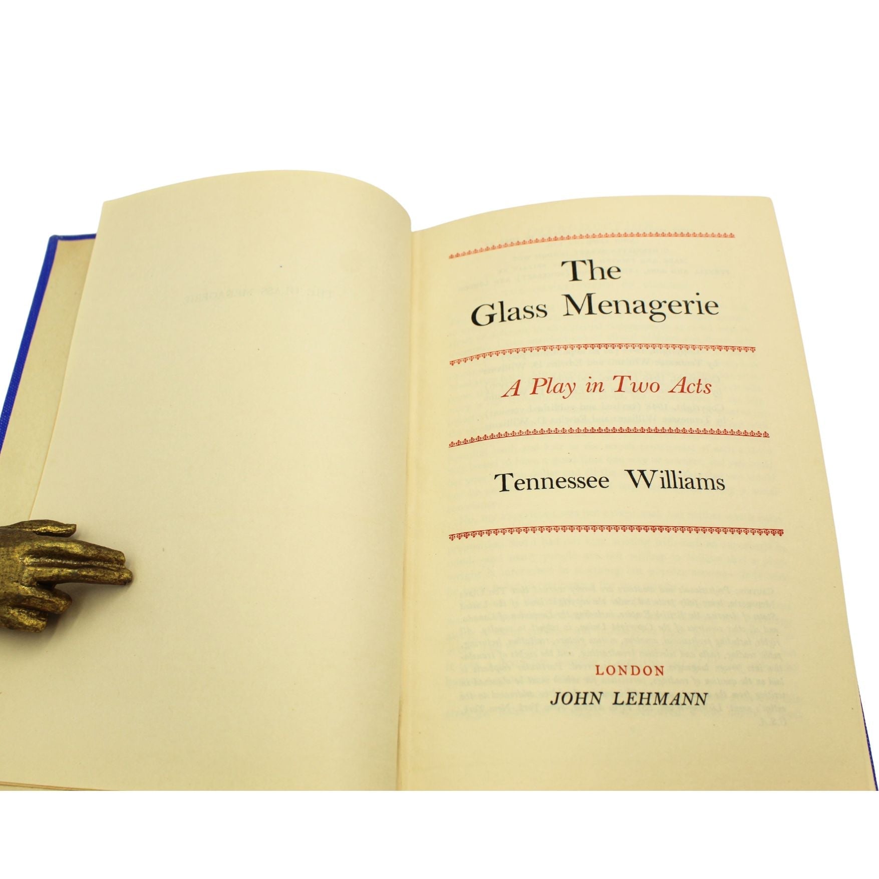 The Glass Menagerie: A Play in Two Acts by Tennessee Williams, First UK Edition, 1948 - The Great Republic