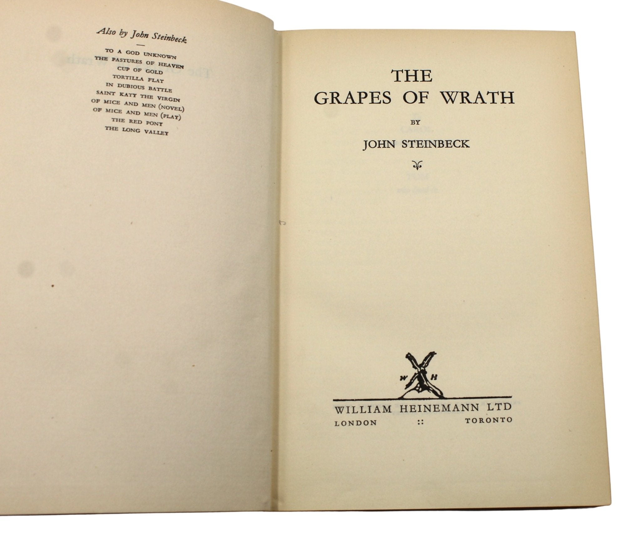The Grapes of Wrath by John Steinbeck, First UK Edition, 1939 - The Great Republic