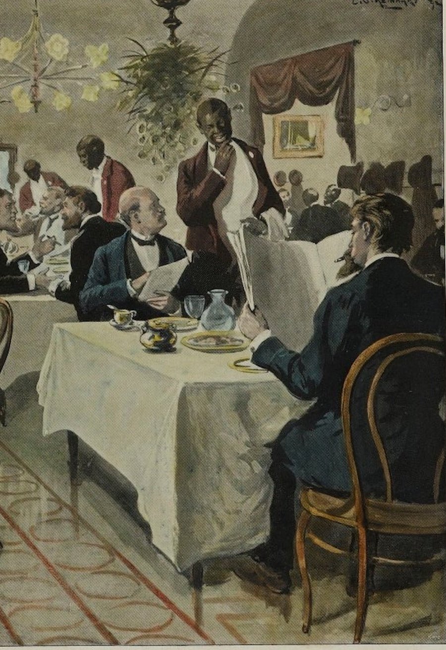 “The Restaurant of the House of Representatives” Wood Engraving by Harper's Weekly, 1893 - The Great Republic