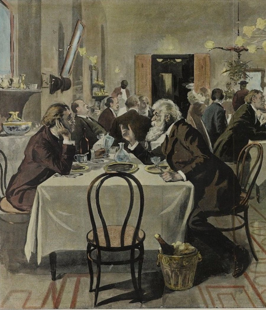 “The Restaurant of the House of Representatives” Wood Engraving by Harper's Weekly, 1893 - The Great Republic