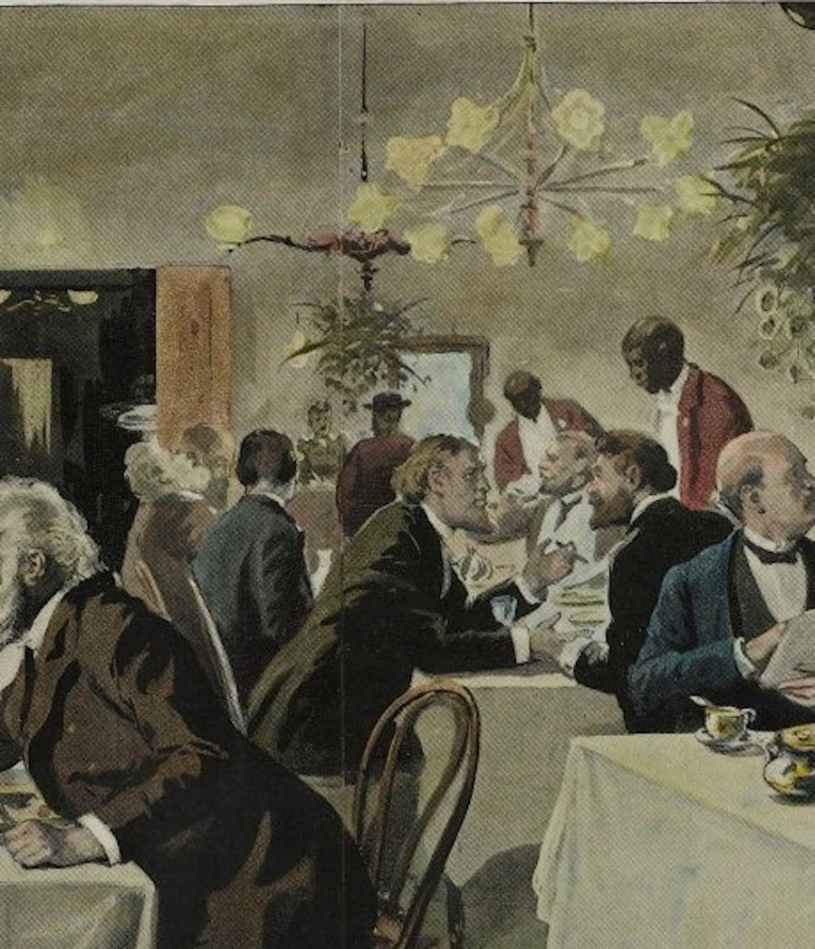 “The Restaurant of the House of Representatives” Wood Engraving by Harper's Weekly, 1893 - The Great Republic