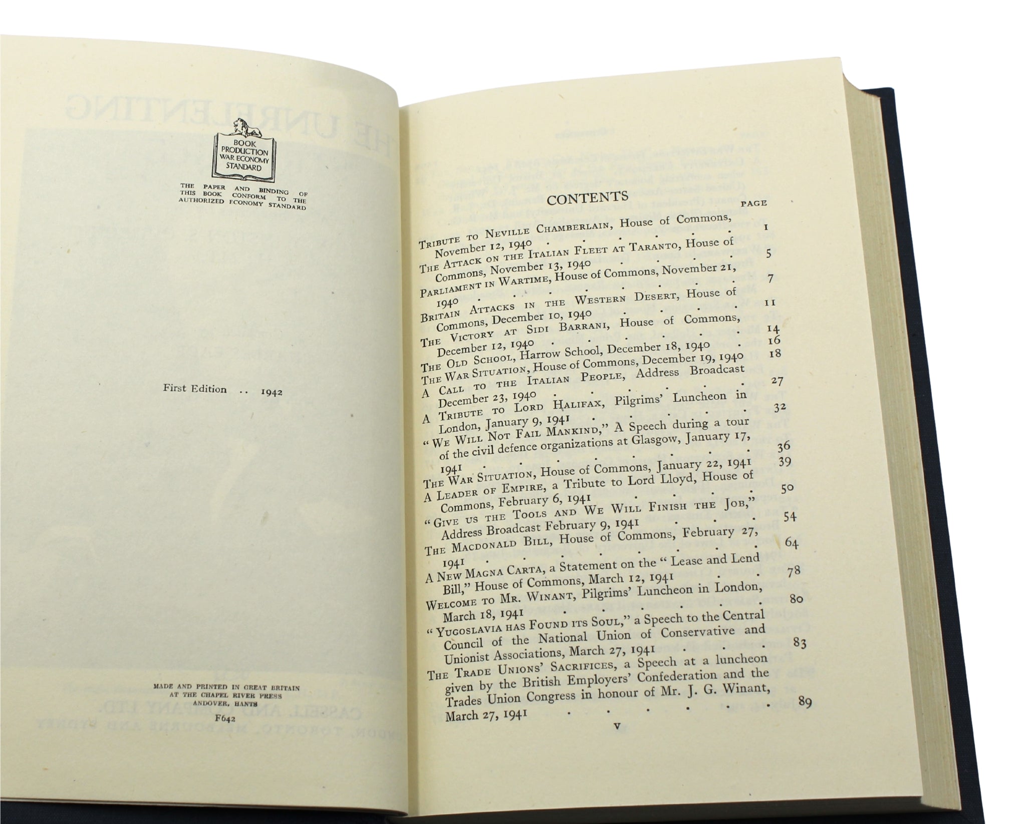 The War Speeches and Secret Session Speeches by Winston Churchill, First Editions, 7 Volume Set, 1941 - 46 - The Great Republic