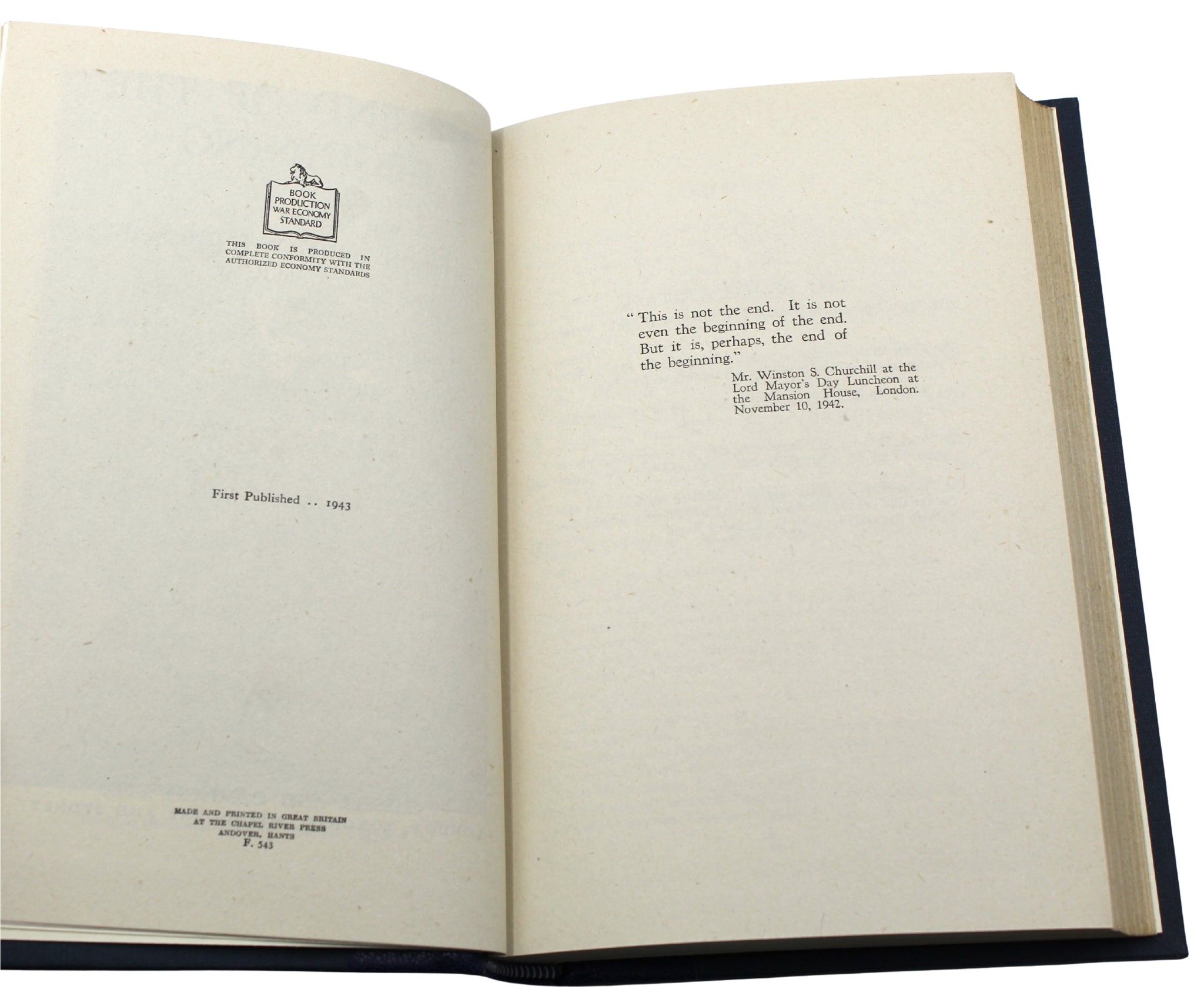 The War Speeches and Secret Session Speeches by Winston Churchill, First Editions, 7 Volume Set, 1941 - 46 - The Great Republic
