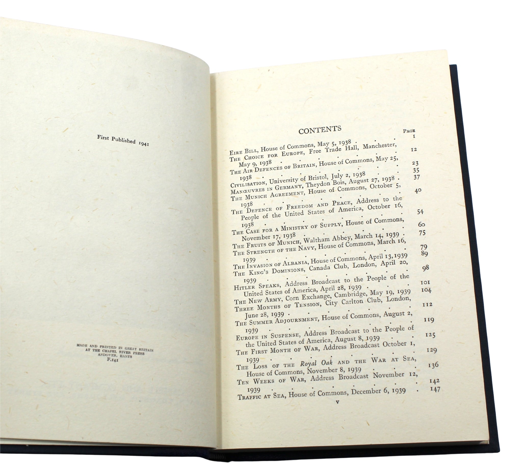 The War Speeches and Secret Session Speeches by Winston Churchill, First Editions, 7 Volume Set, 1941 - 46 - The Great Republic