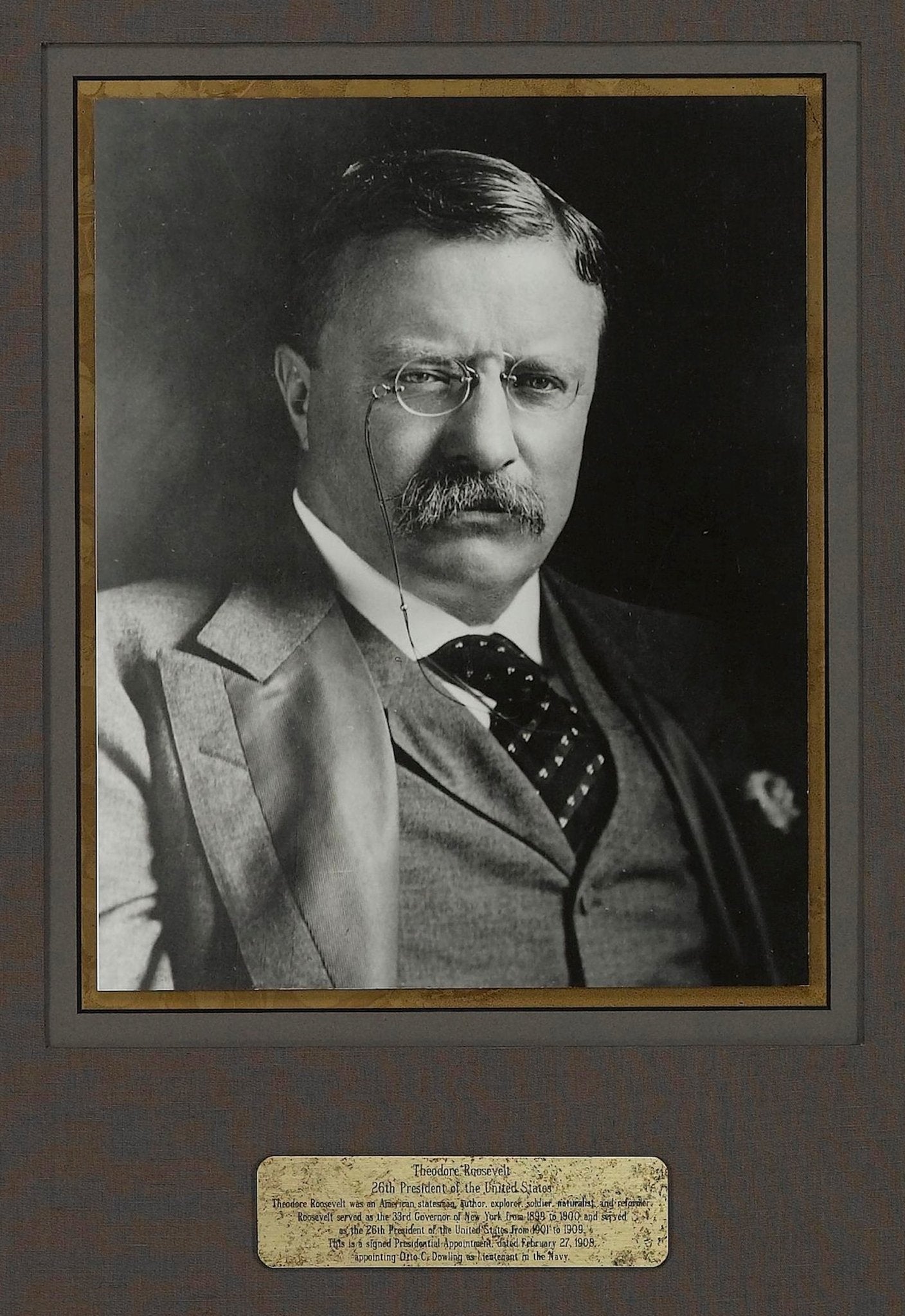 Theodore Roosevelt Signed Presidential Appointment, Dated February 27, 1908 - The Great Republic