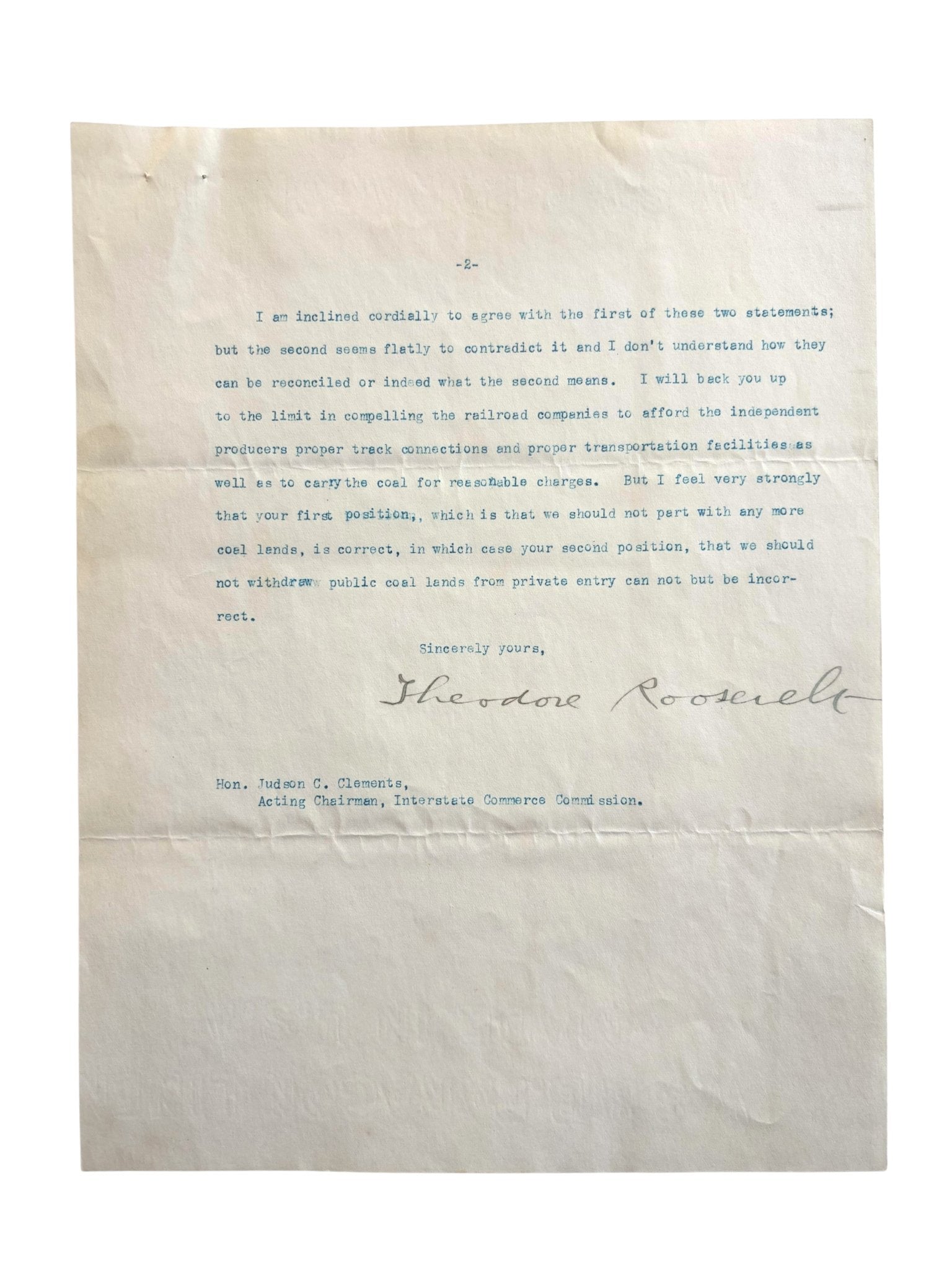 Theodore Roosevelt Signed Typed Letter, Dated October 13, 1906 - The Great Republic