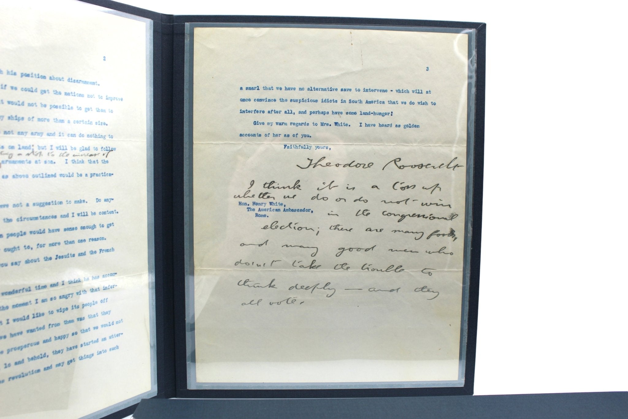 Theodore Roosevelt Signed Typed Letter, to Henry White, Dated September 13, 1906 - The Great Republic