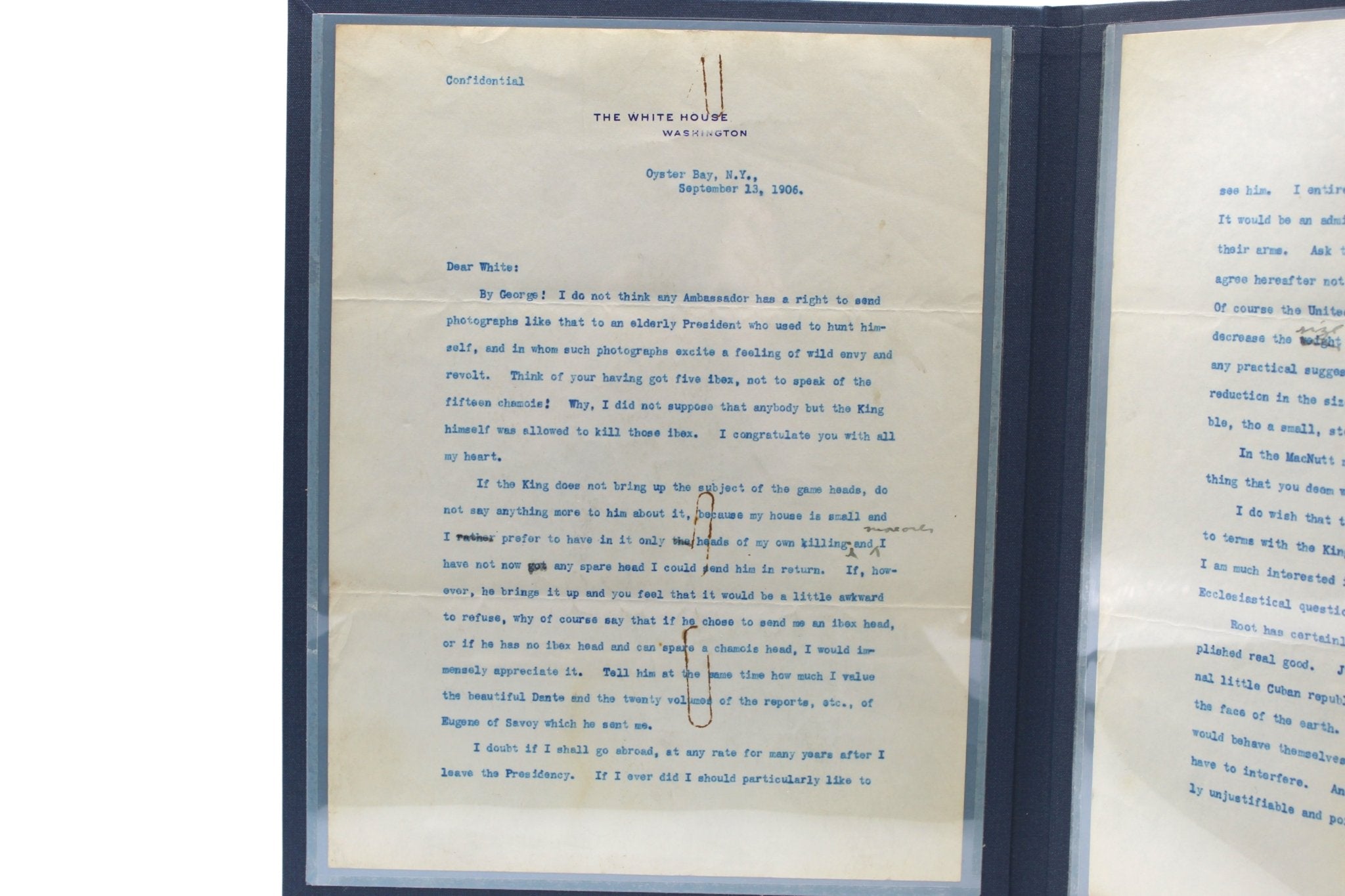 Theodore Roosevelt Signed Typed Letter, to Henry White, Dated September 13, 1906 - The Great Republic