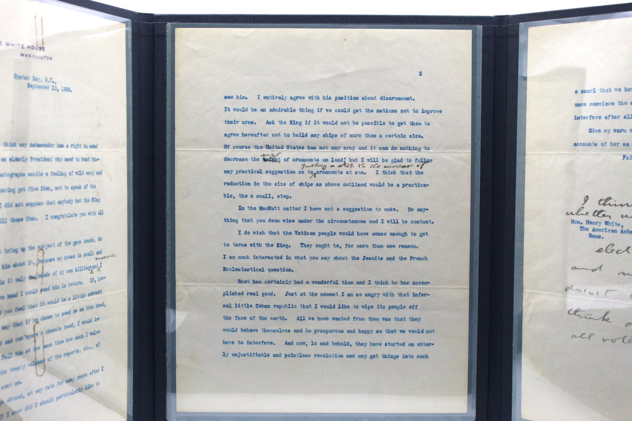 Theodore Roosevelt Signed Typed Letter, to Henry White, Dated September 13, 1906 - The Great Republic