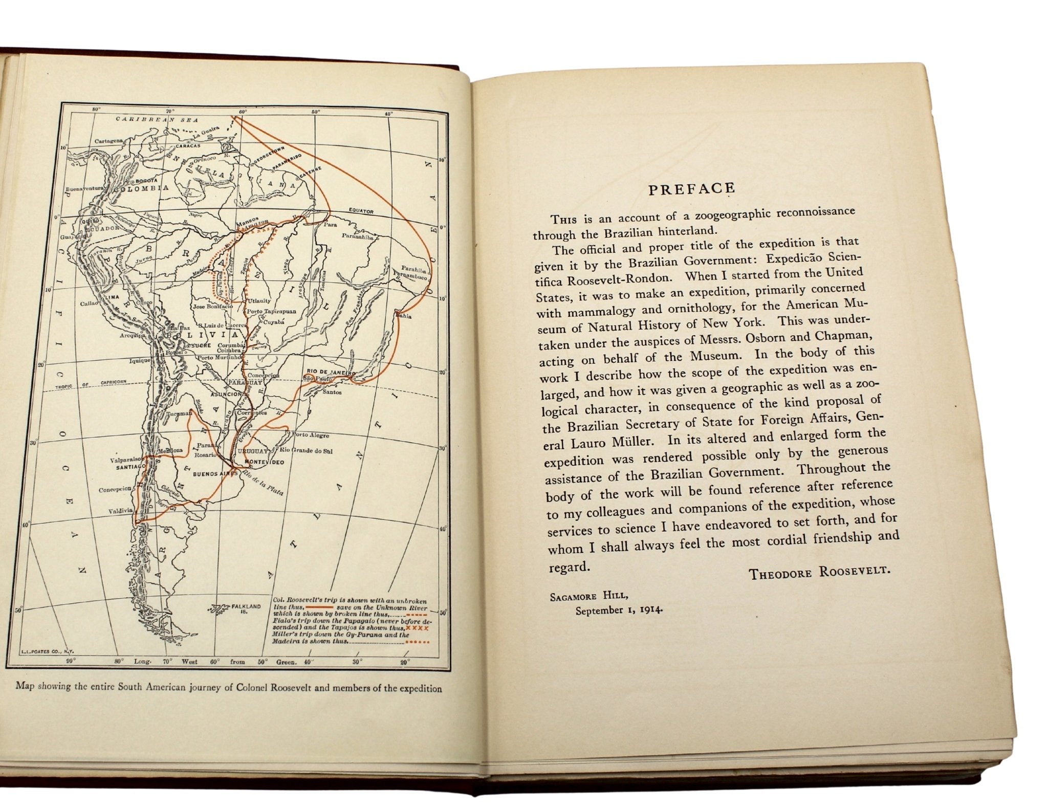 Through the Brazilian Wilderness by Theodore Roosevelt, First Edition, in Original Boards, 1914 - The Great Republic