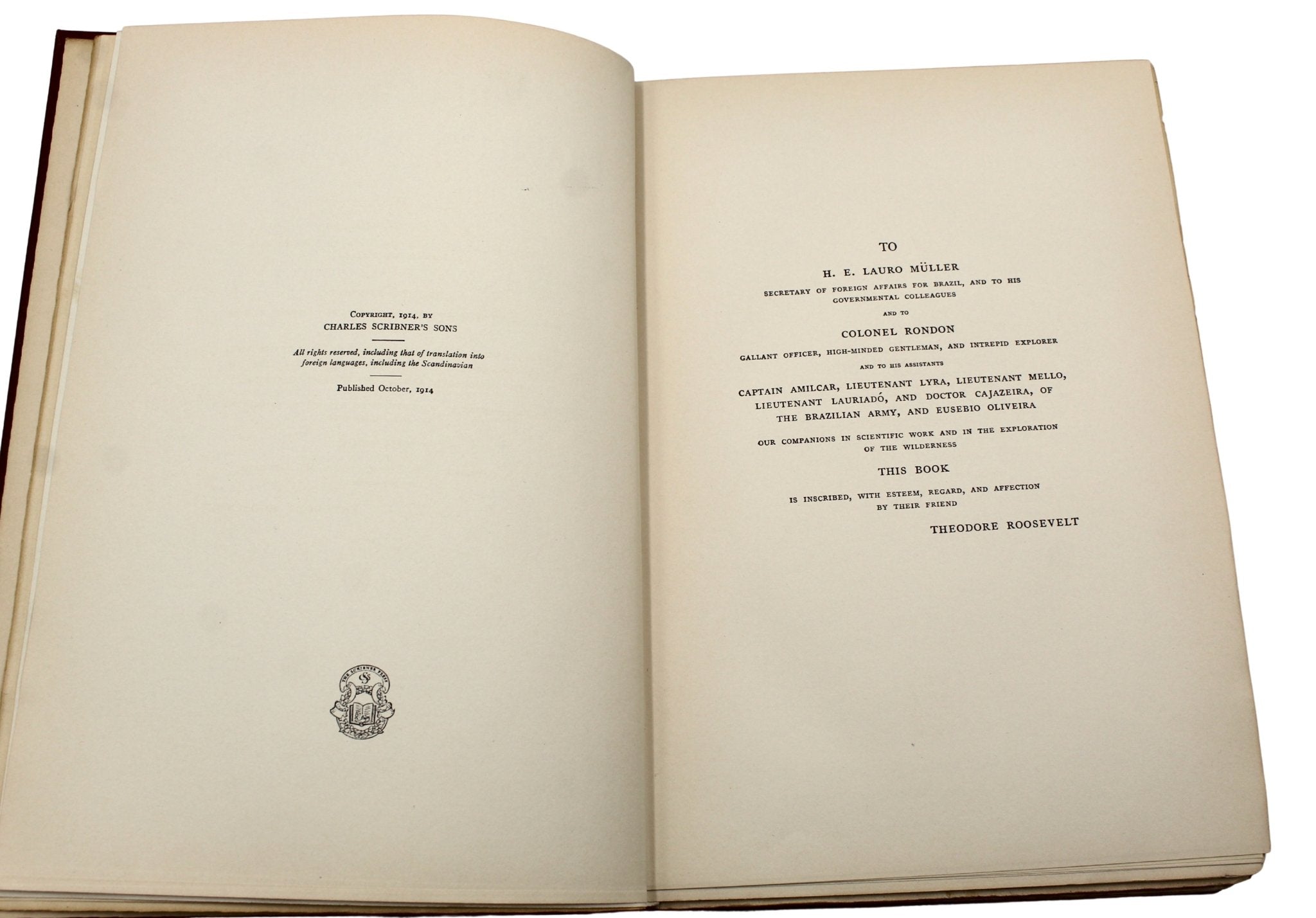 Through the Brazilian Wilderness by Theodore Roosevelt, First Edition, in Original Boards, 1914 - The Great Republic