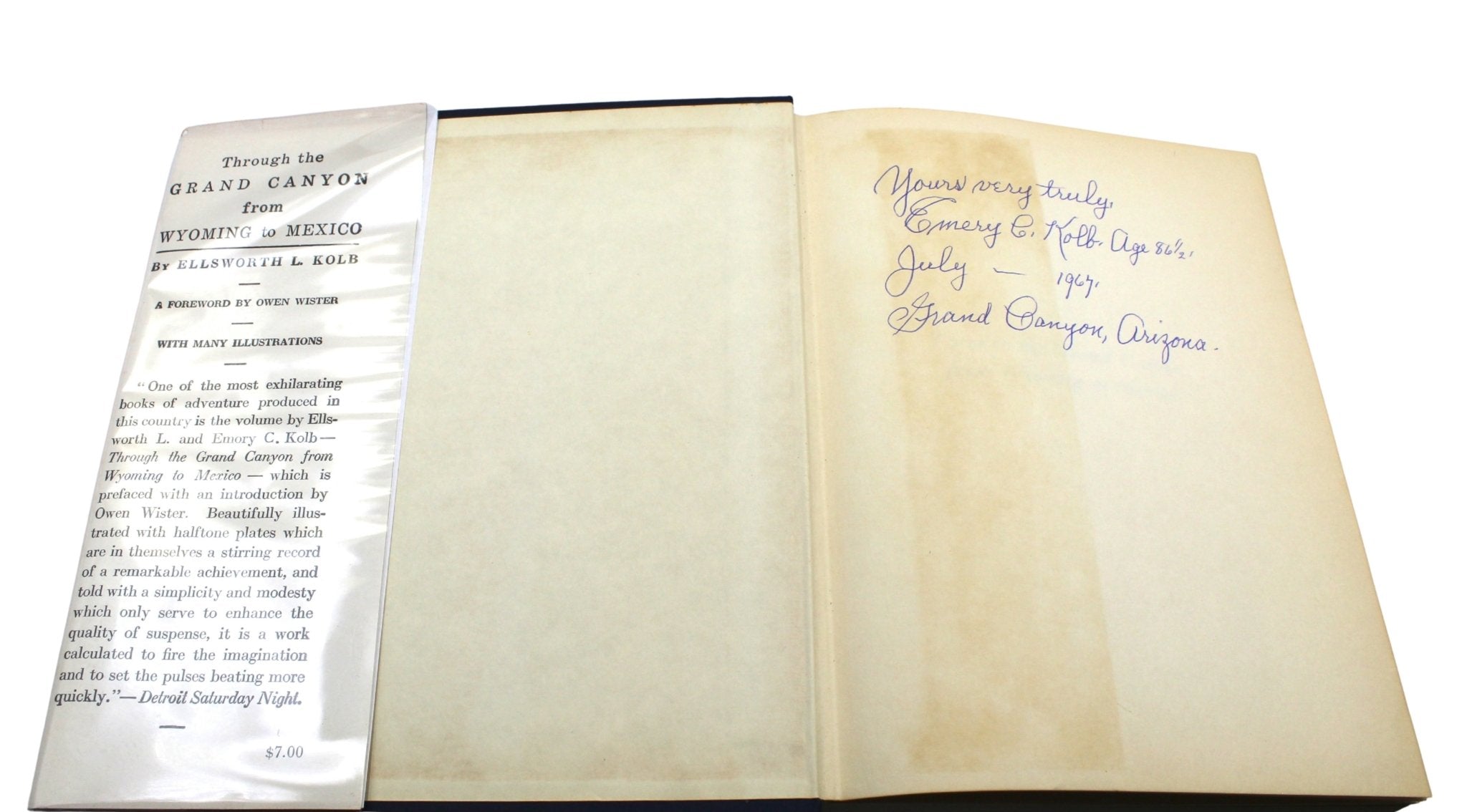 Through the Grand Canyon from Wyoming to Mexico, by Ellsworth L. Kolb, Signed by Emery Kolb, with Dust Jacket, 1963 - The Great Republic