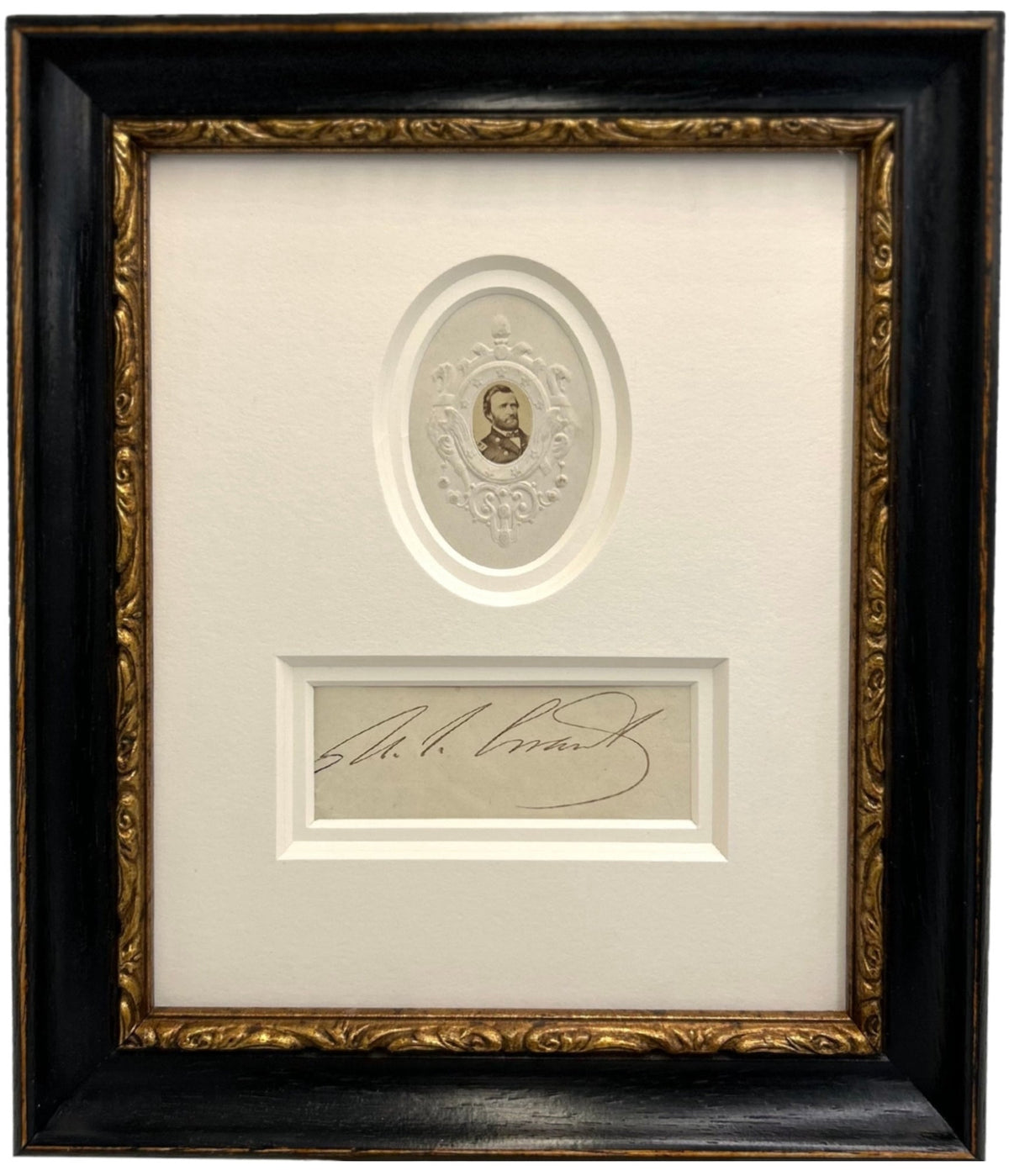 Ulysses S. Grant Signature, with Oval Albumen Carte-de-Visite of Grant - The Great Republic