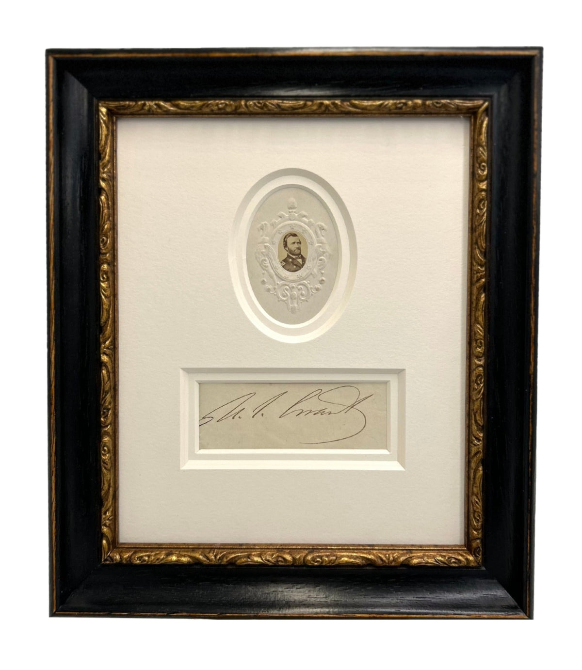Ulysses S. Grant Signature, with Oval Albumen Carte-de-Visite of Grant - The Great Republic
