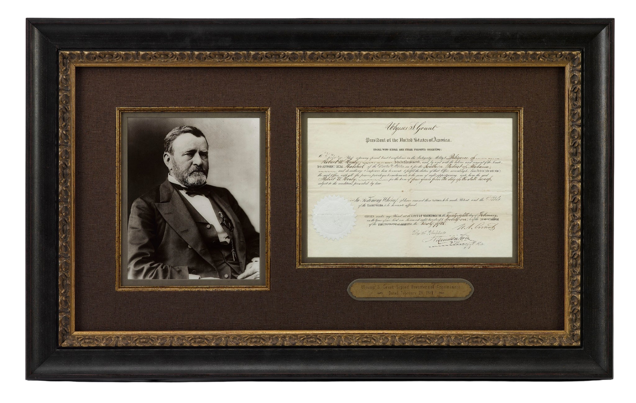 Ulysses S. Grant Signed Presidential Appointment, Dated February 28, 1