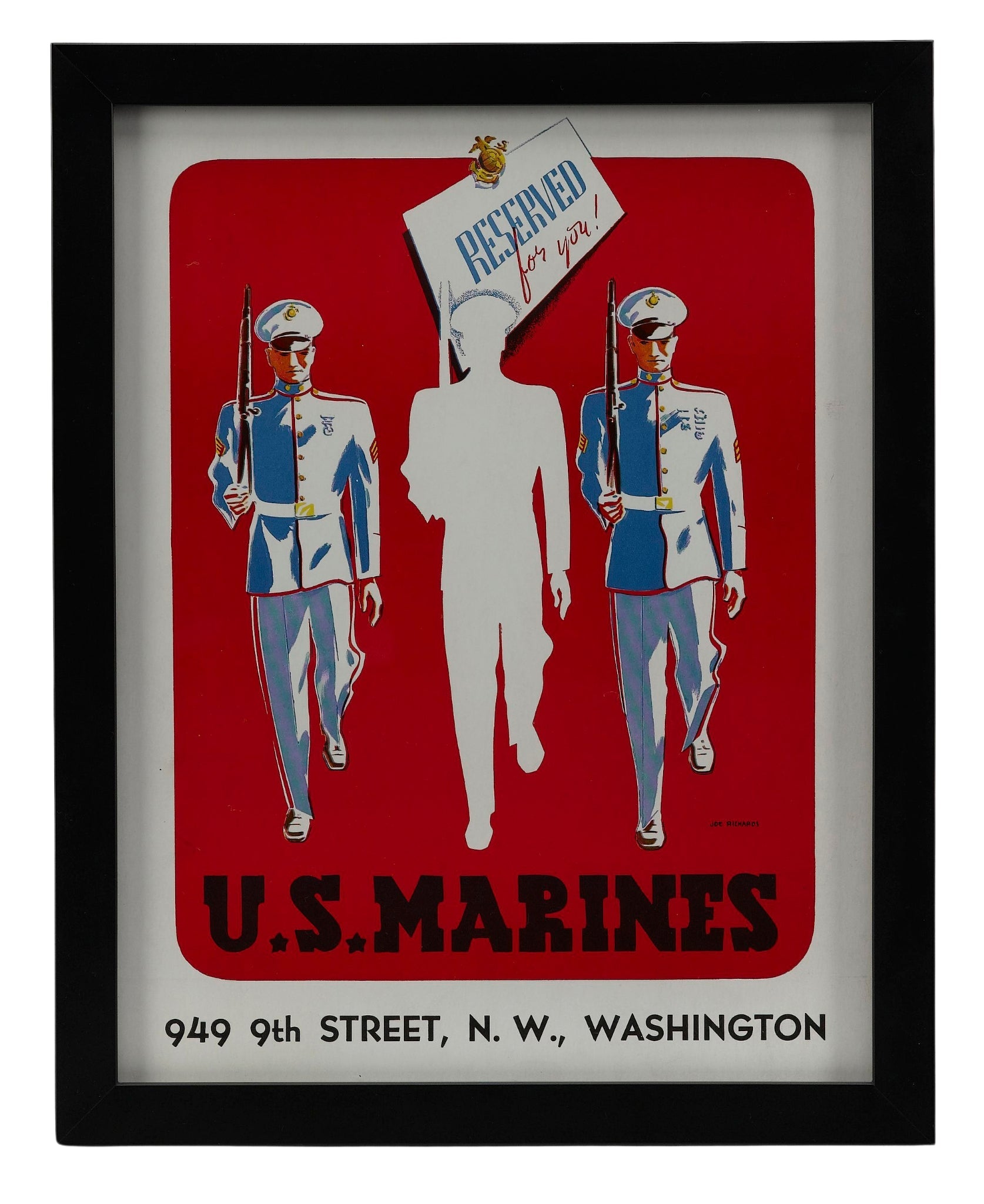 "U.S. Marines. Reserved for you!" Vintage WWII Marine Corps Recruitment Poster by Joe Richards, 1941 - The Great Republic