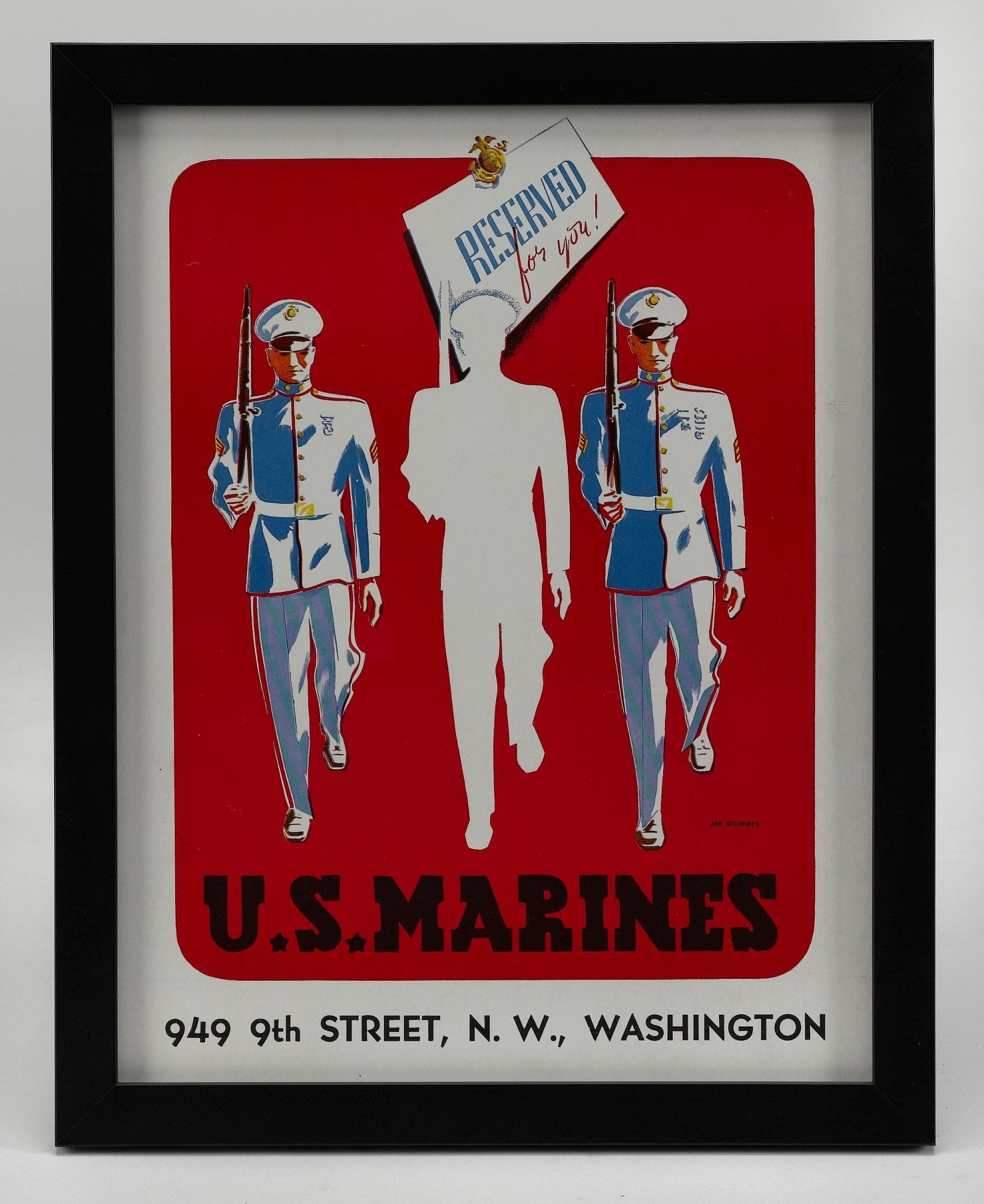 "U.S. Marines. Reserved for you!" Vintage WWII Marine Corps Recruitment Poster by Joe Richards, 1941 - The Great Republic