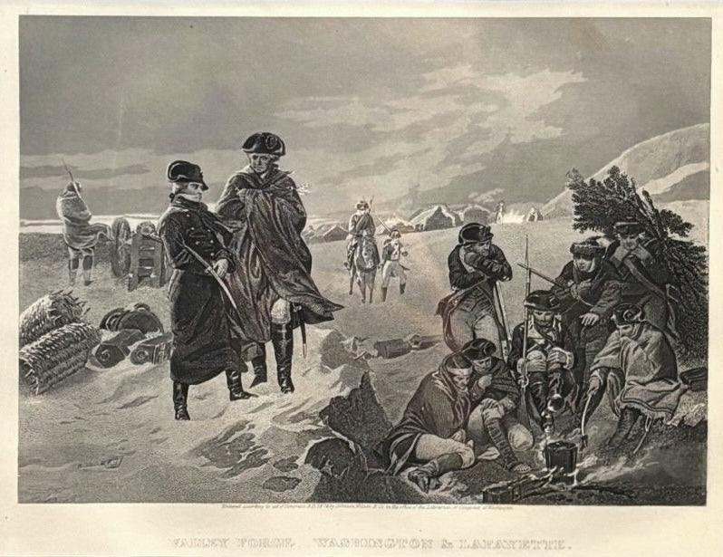 "Valley Forge- Washington & Lafayette" Engraving, Published by Johnson, Wilson & Co., 1874 - The Great Republic