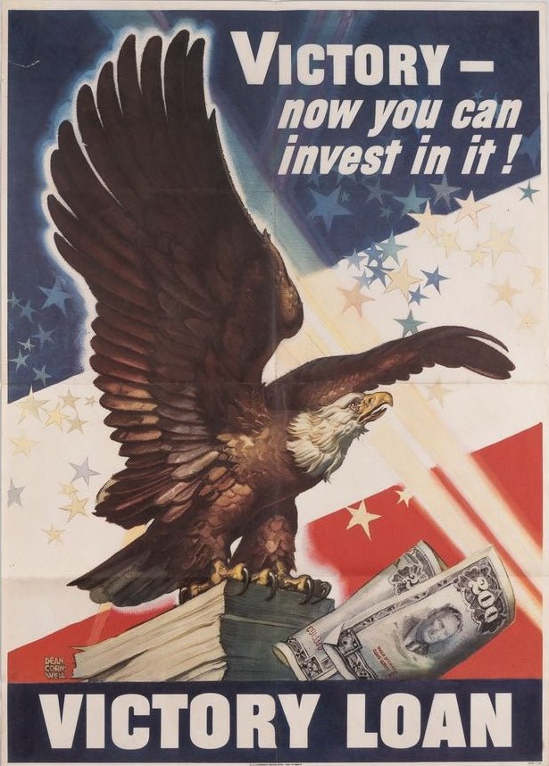 "Victory- now you can invest in it!" Vintage WWII Victory Loan Poster, by Dean Cornwell, 1945 - The Great Republic