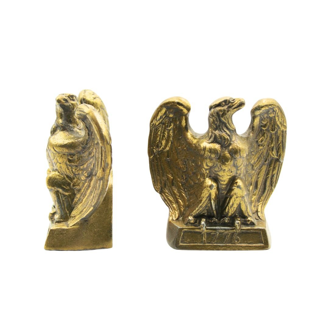Vintage "1776" Brass American Eagle Bookends by Colonial Virginia - The Great Republic
