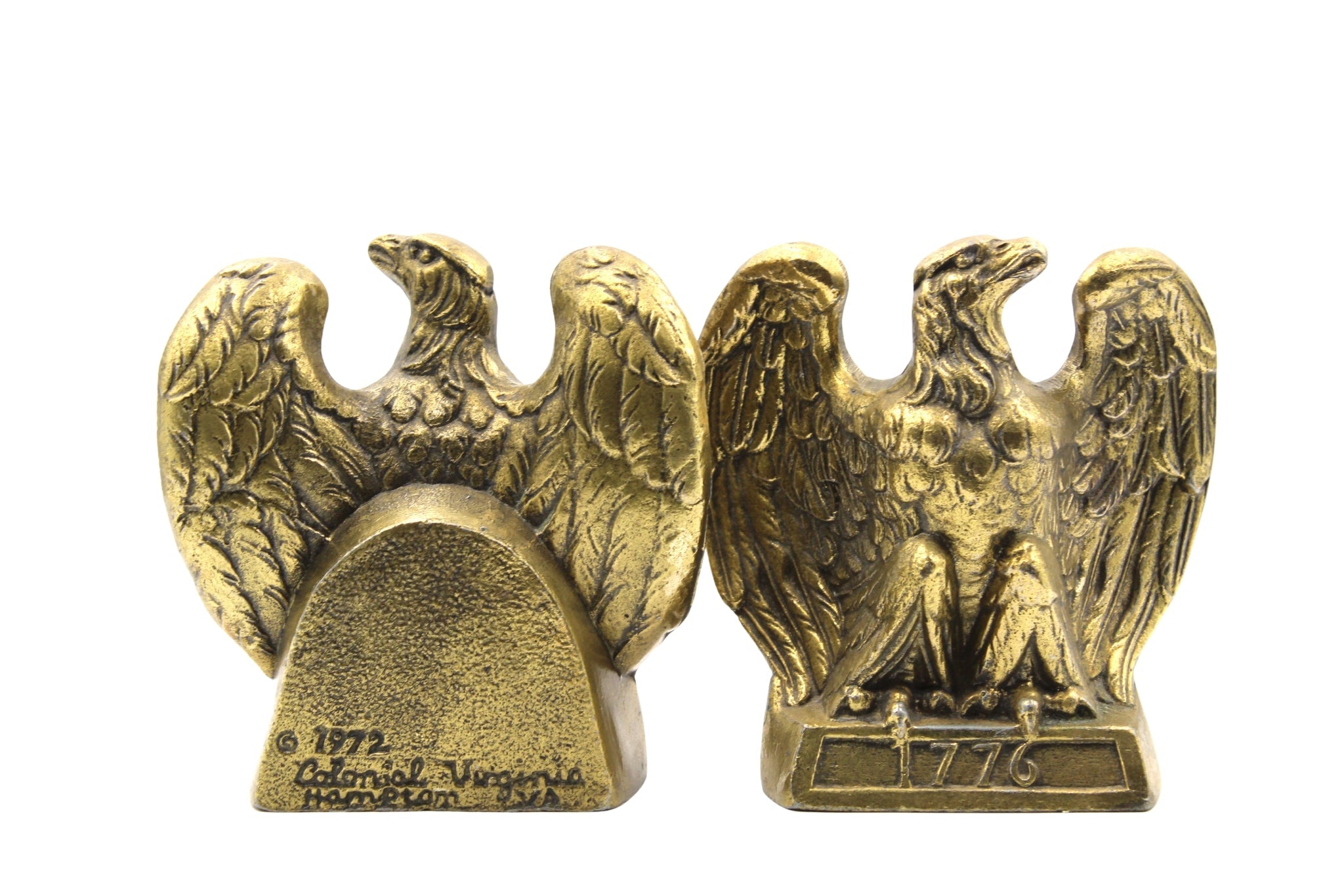 Vintage "1776" Brass American Eagle Bookends by Colonial Virginia - The Great Republic